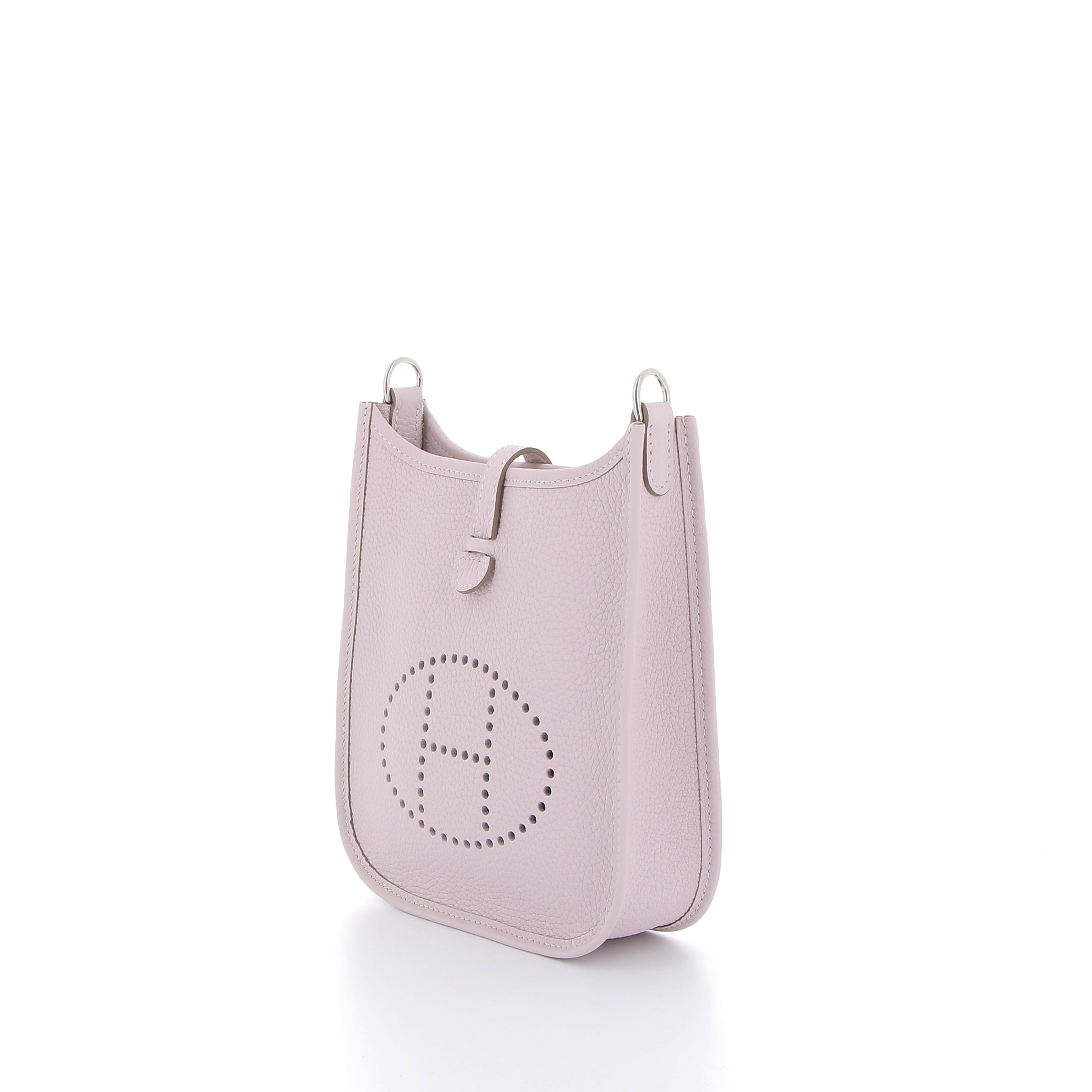 HERMES Mini Evelyne Mauve Pale Taurillon Clémence Finition Palladié