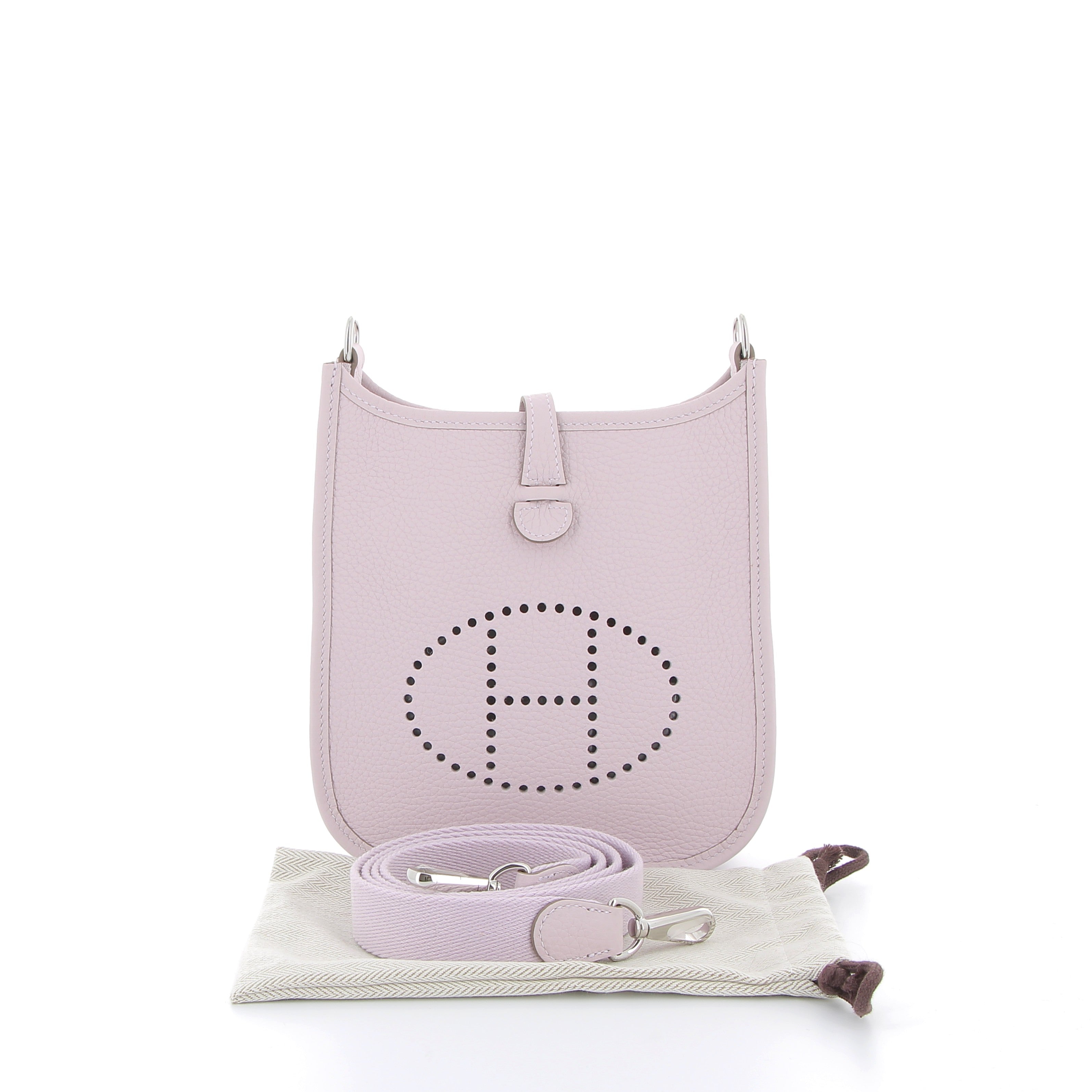HERMES Mini Evelyne Mauve Pale Taurillon Clémence Finition Palladié