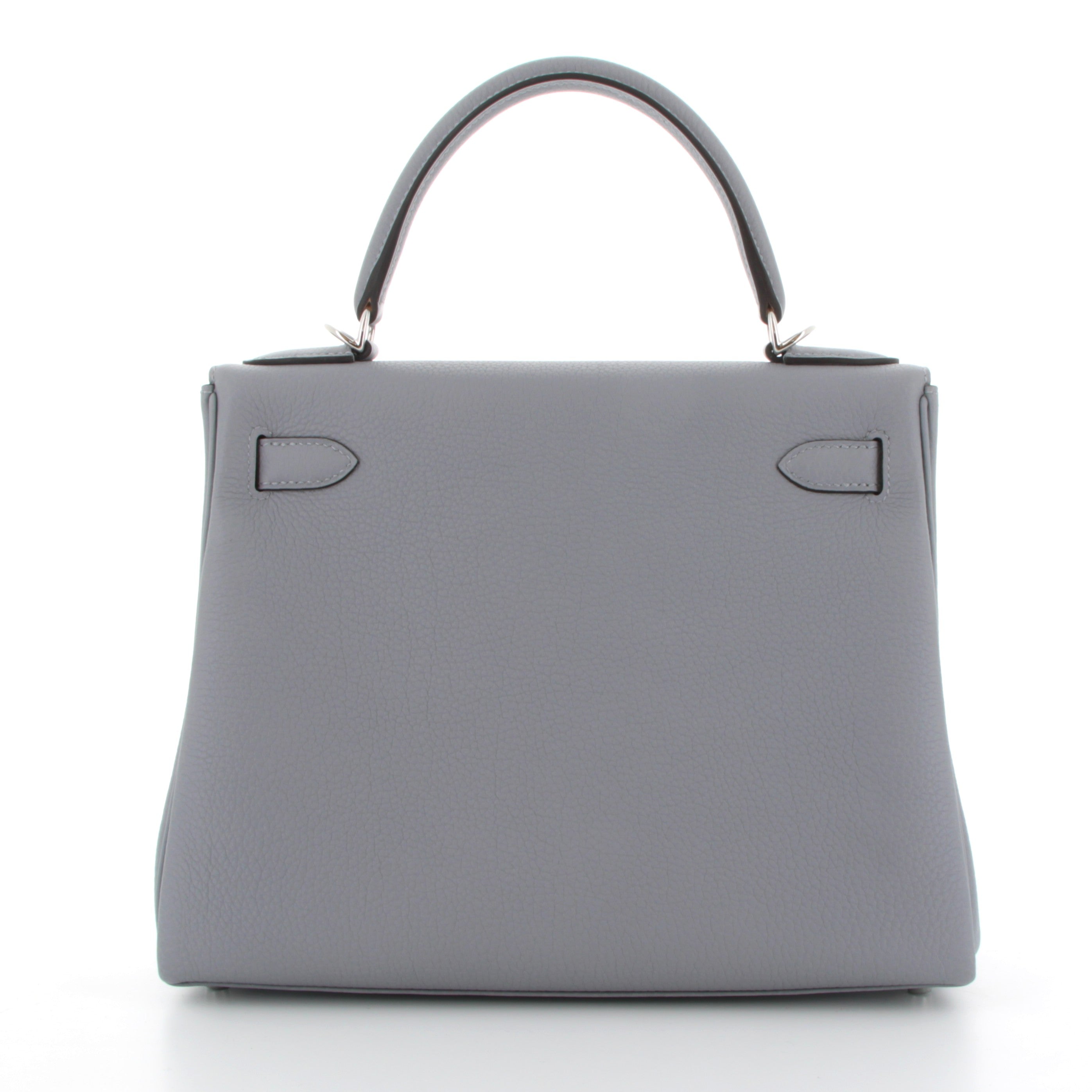 HERMES Kelly 28 Gris Pantin Cuir Togo Finition Palladié