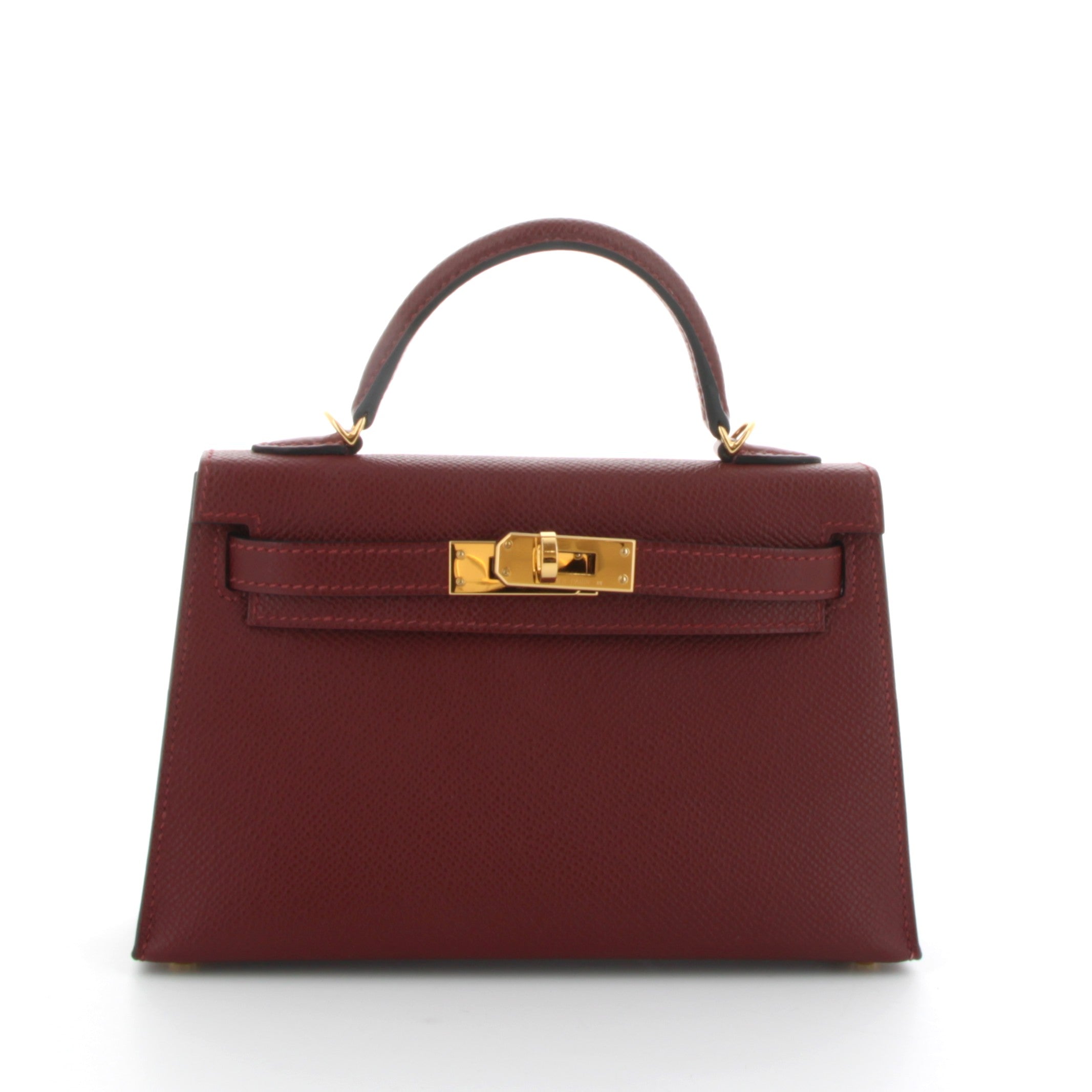 HERMES Kelly 20 Rouge H Cuir Epsom Finition Or Jaune