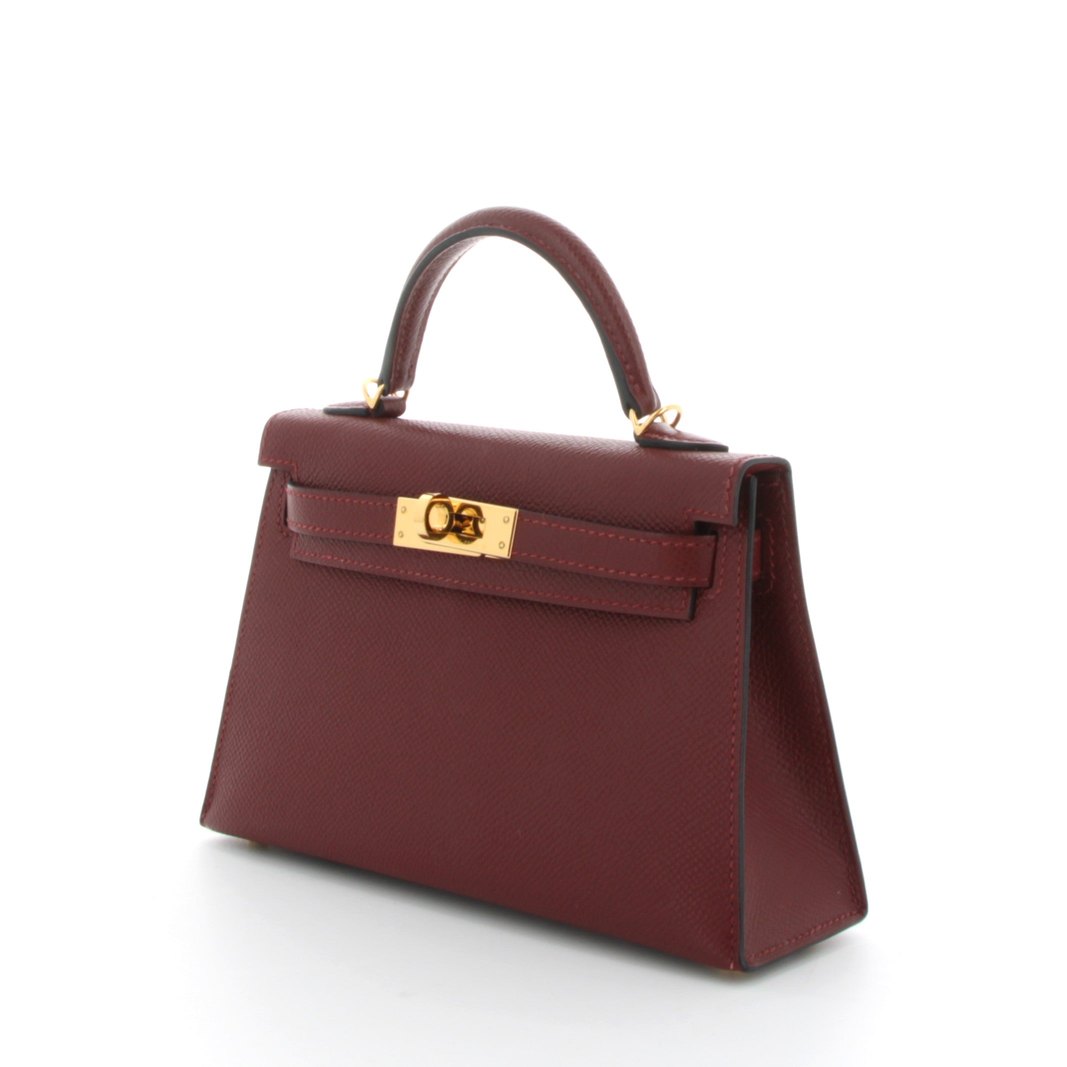 HERMES Kelly 20 Rouge H Cuir Epsom Finition Or Jaune