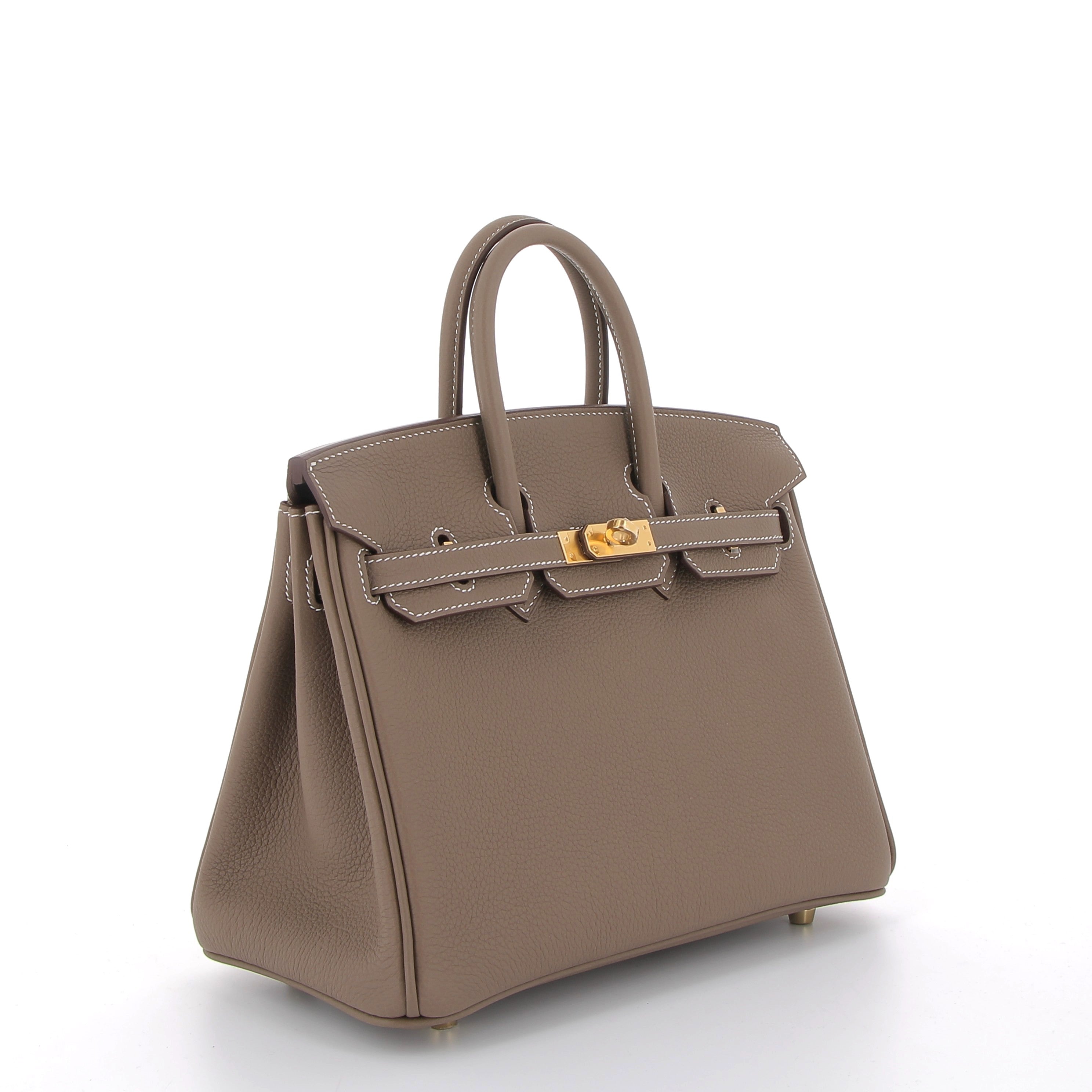 HERMÈS Birkin 25 cuir Togo Etoupe finition dorée