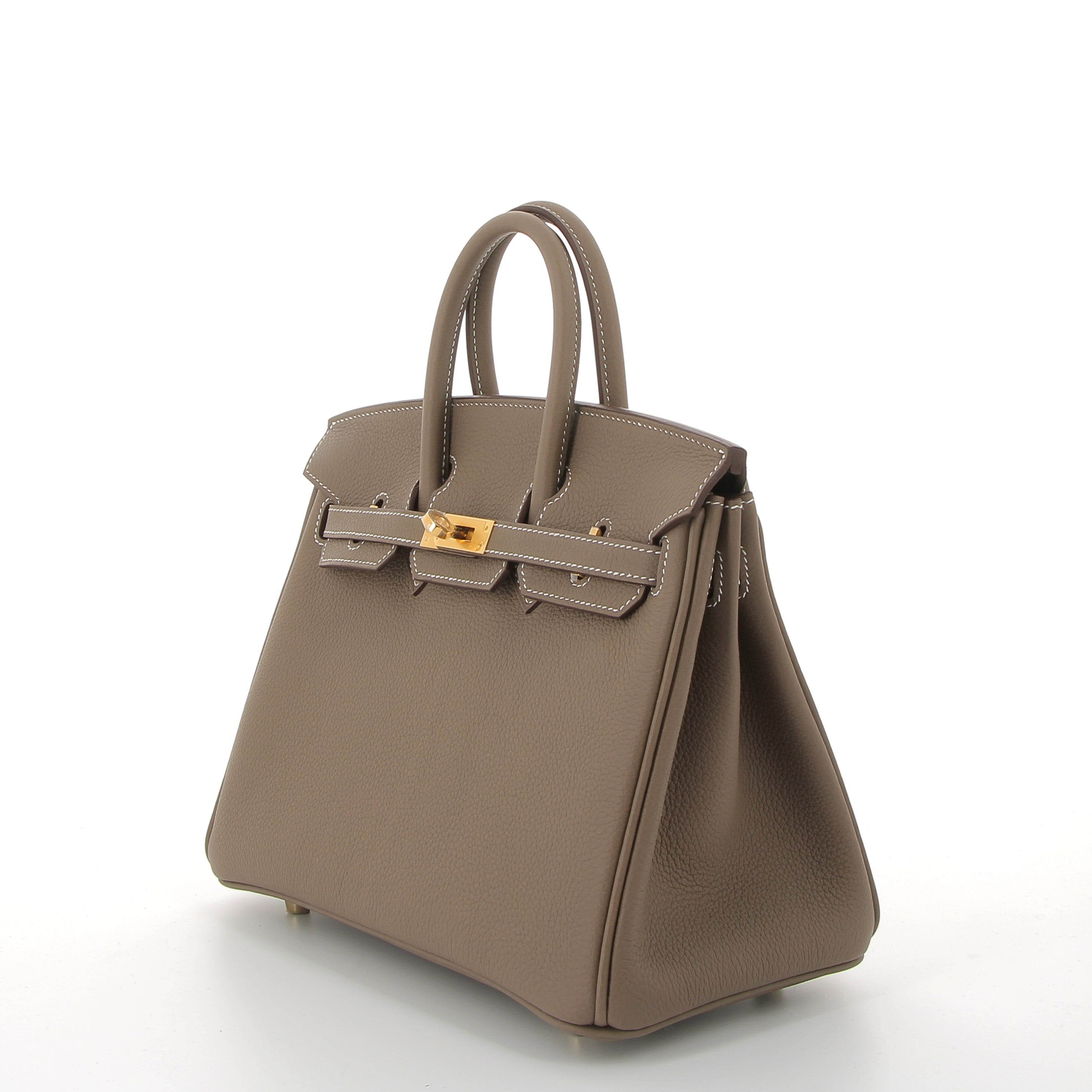 HERMÈS Birkin 25 cuir Togo Etoupe finition dorée