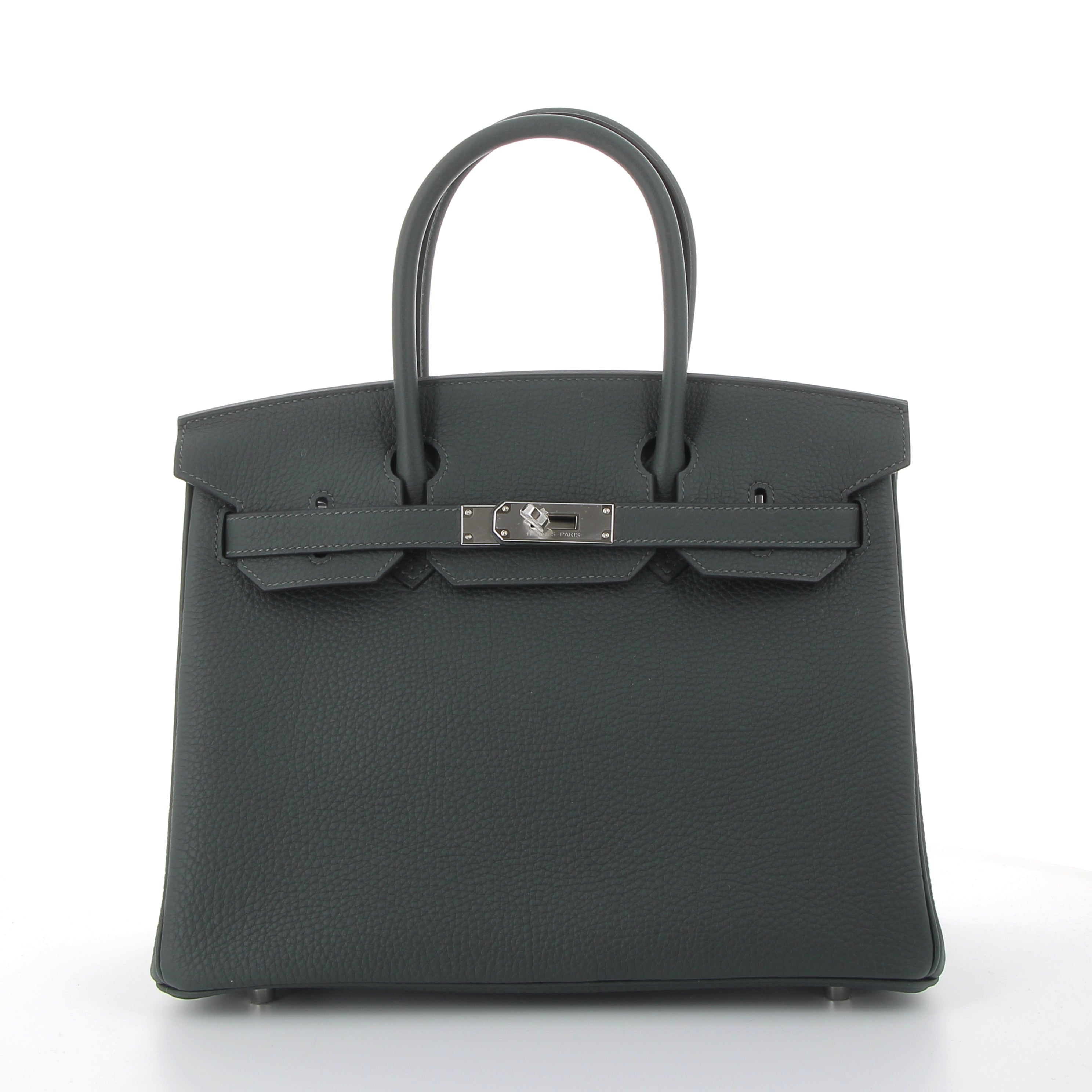 HERMÈS Birkin 25 cuir Swift Gris Misty finition palladium