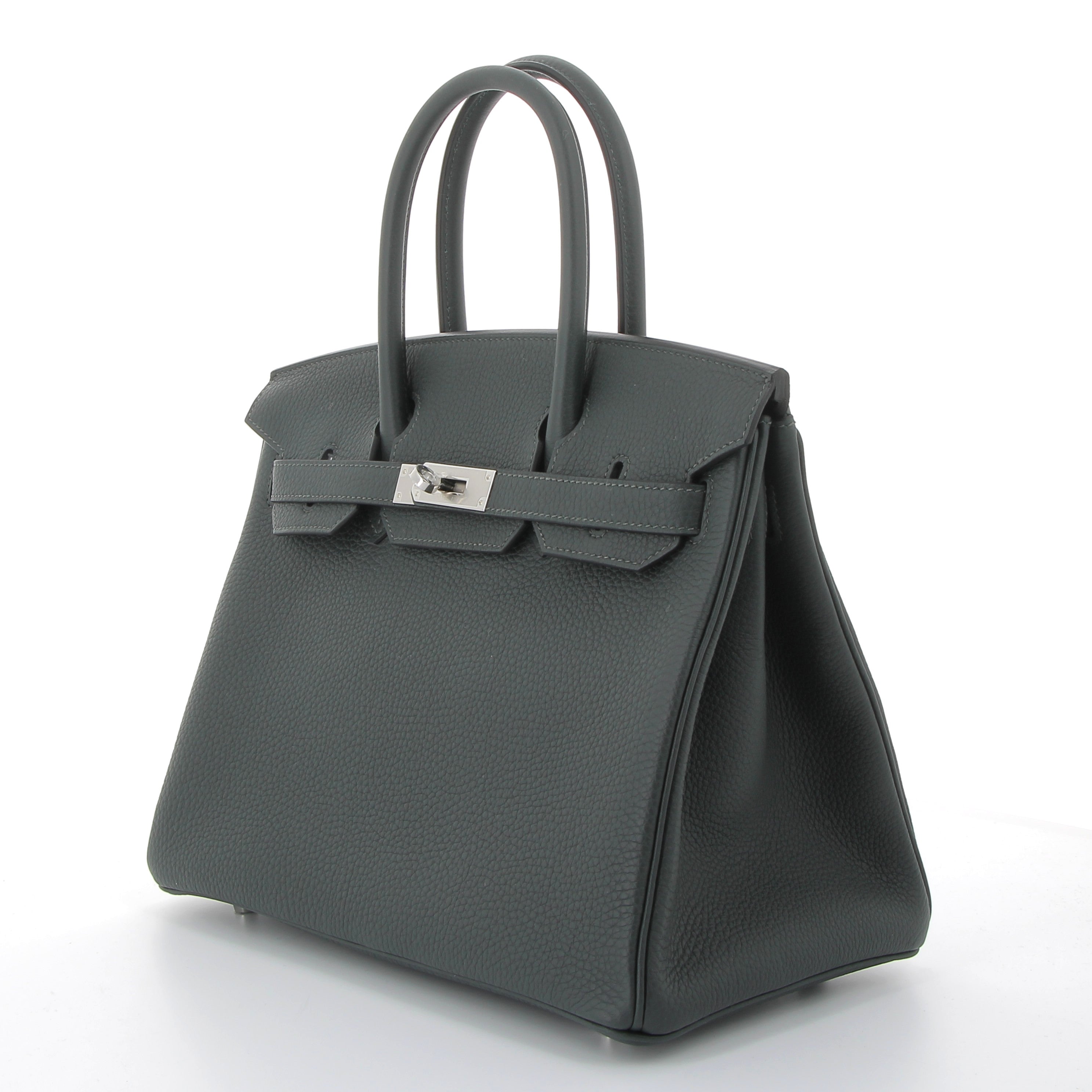 HERMÈS Birkin 25 cuir Swift Gris Misty finition palladium