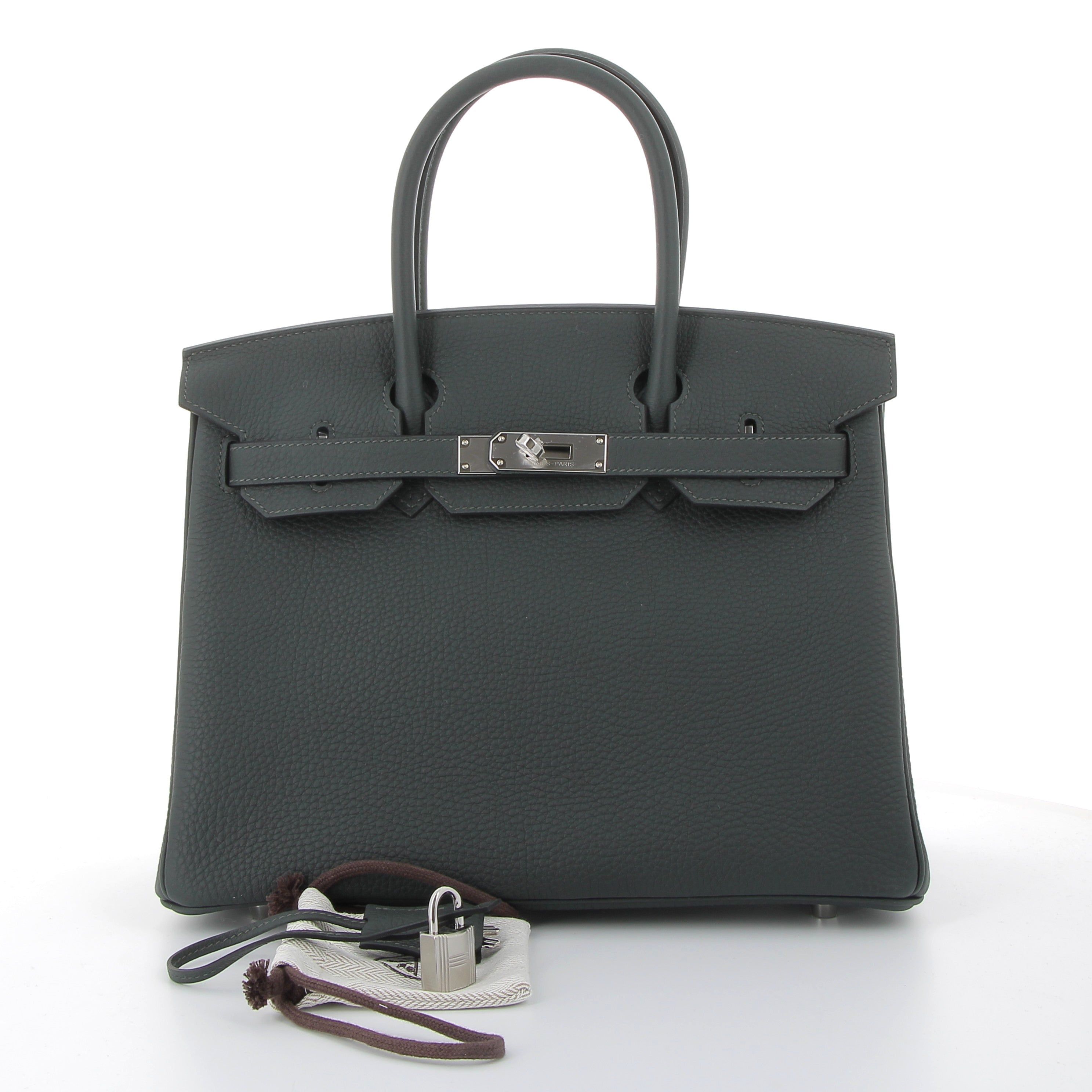 HERMÈS Birkin 25 cuir Swift Gris Misty finition palladium