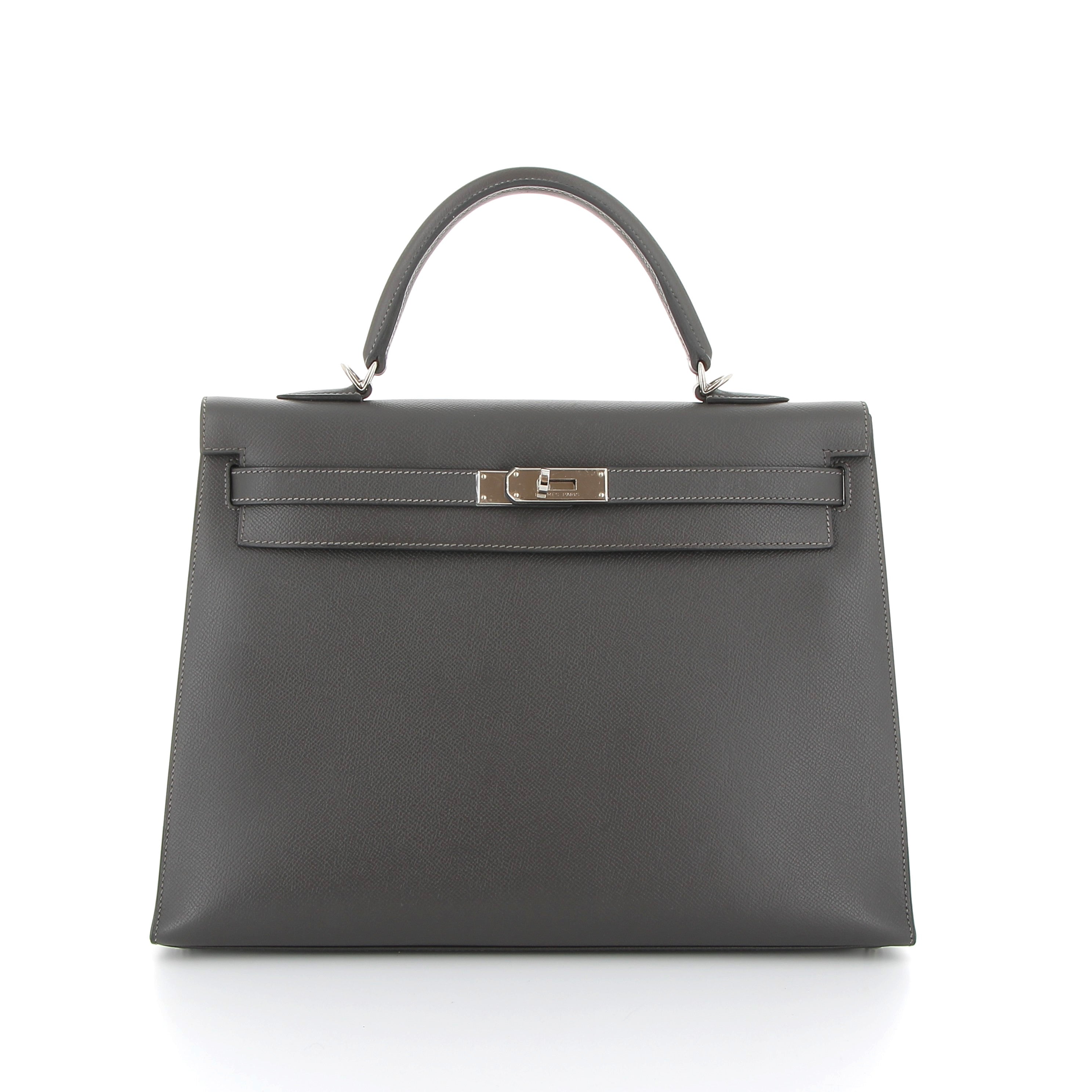 HERMÈS Kelly 35 cuir Epsom Ardoise finition palladium