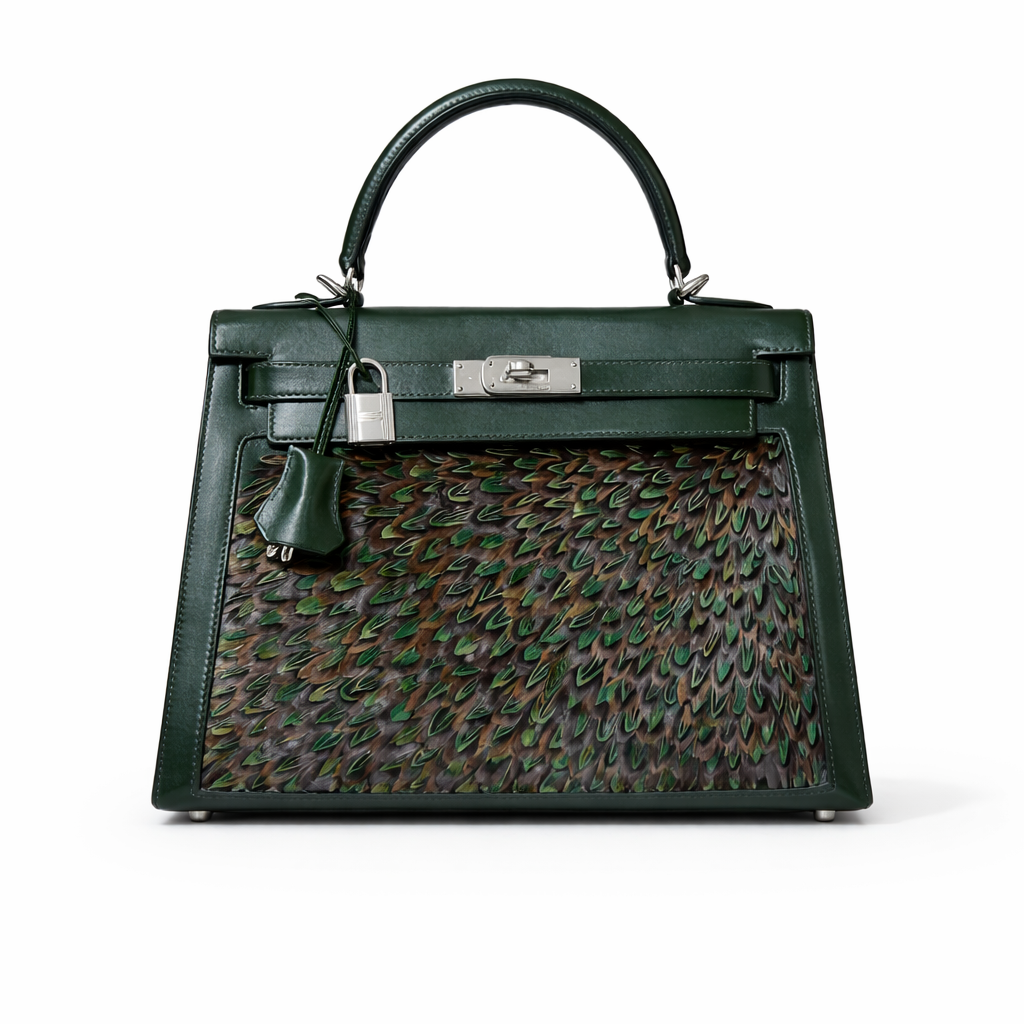 HERMES Kelly 28 Vert Foncé Calfbox Peacock