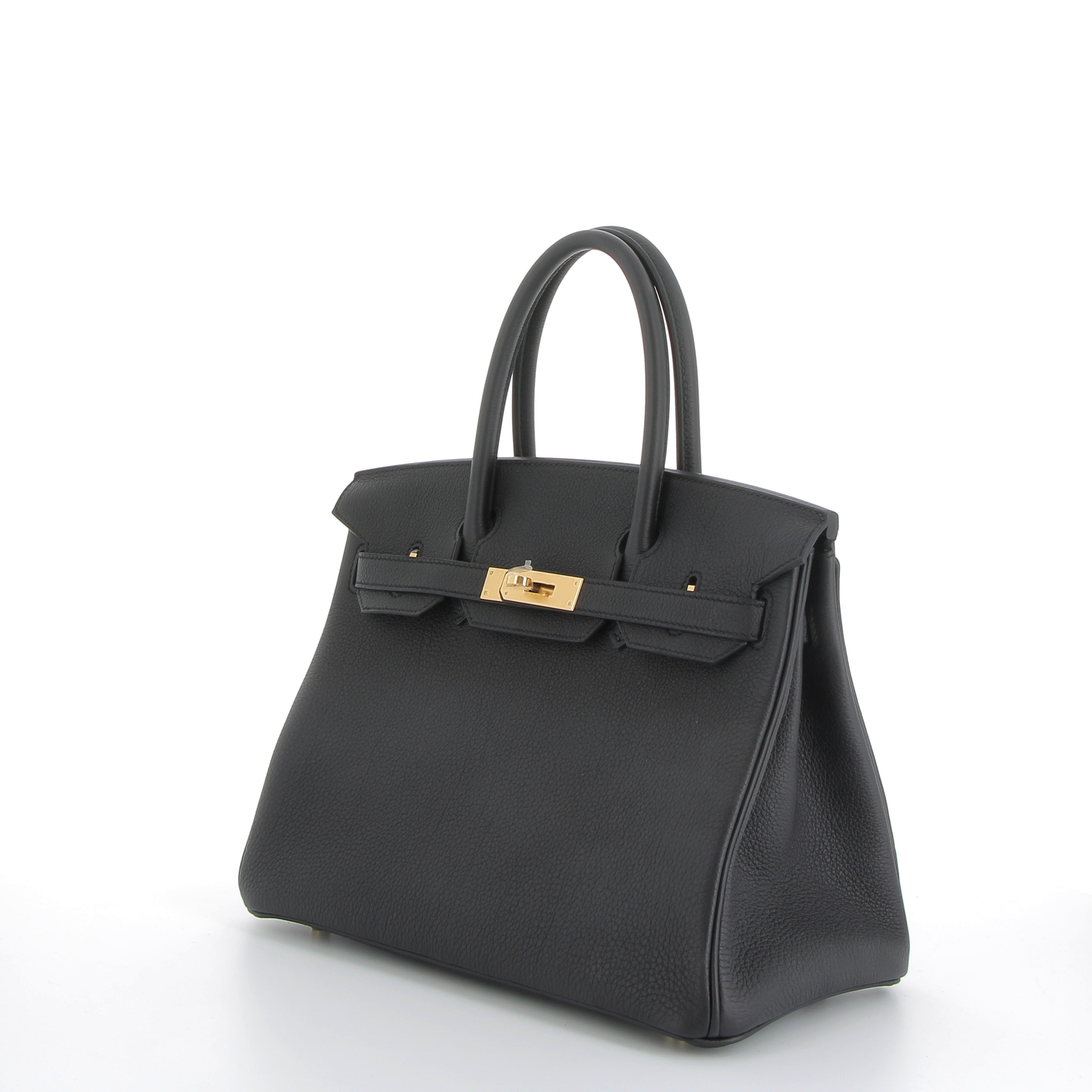 HERMES Birkin 25 Noir Togo Finition Or Jaune