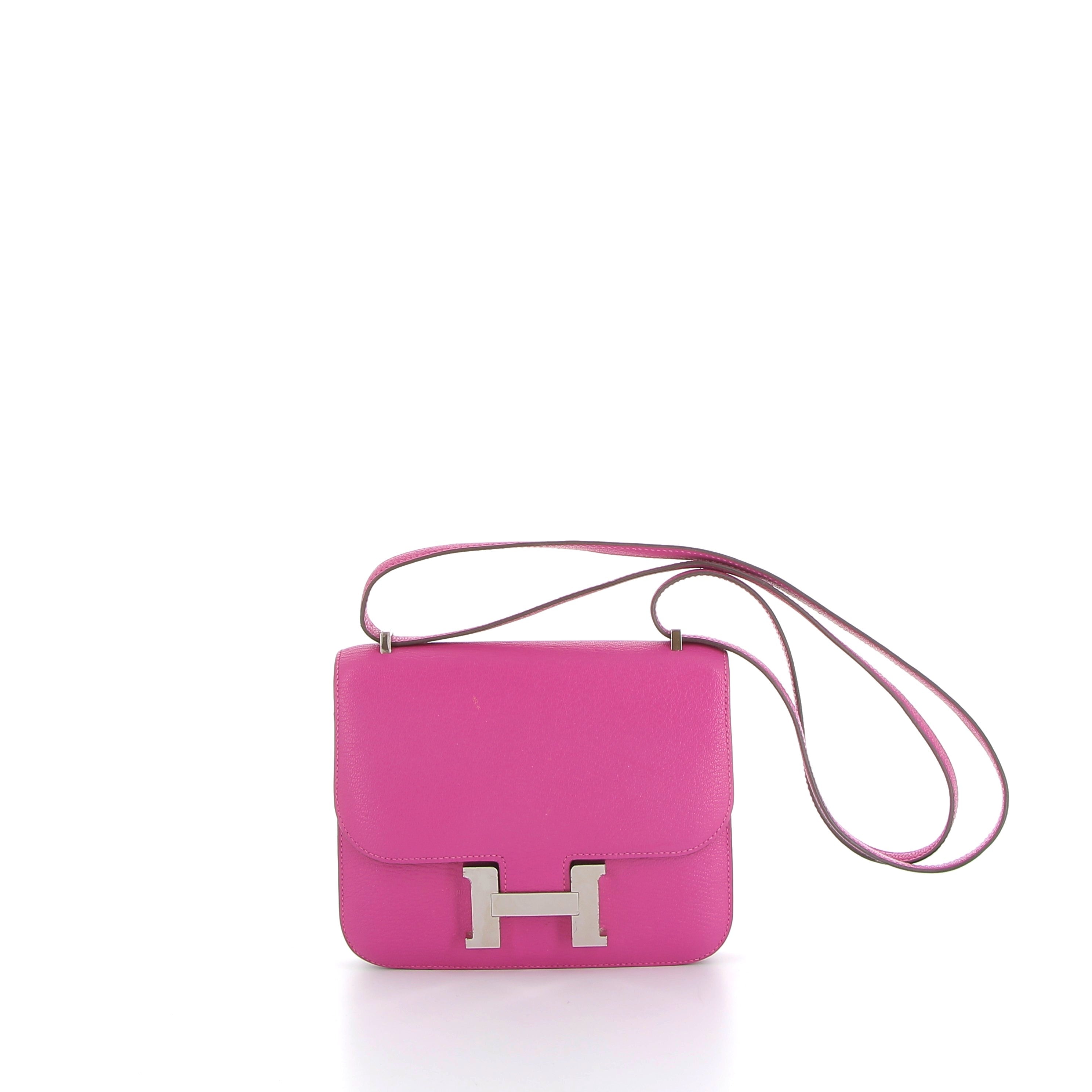 HERMÈS Constance 18 cuir Chèvre Mysore Rose finition palladium