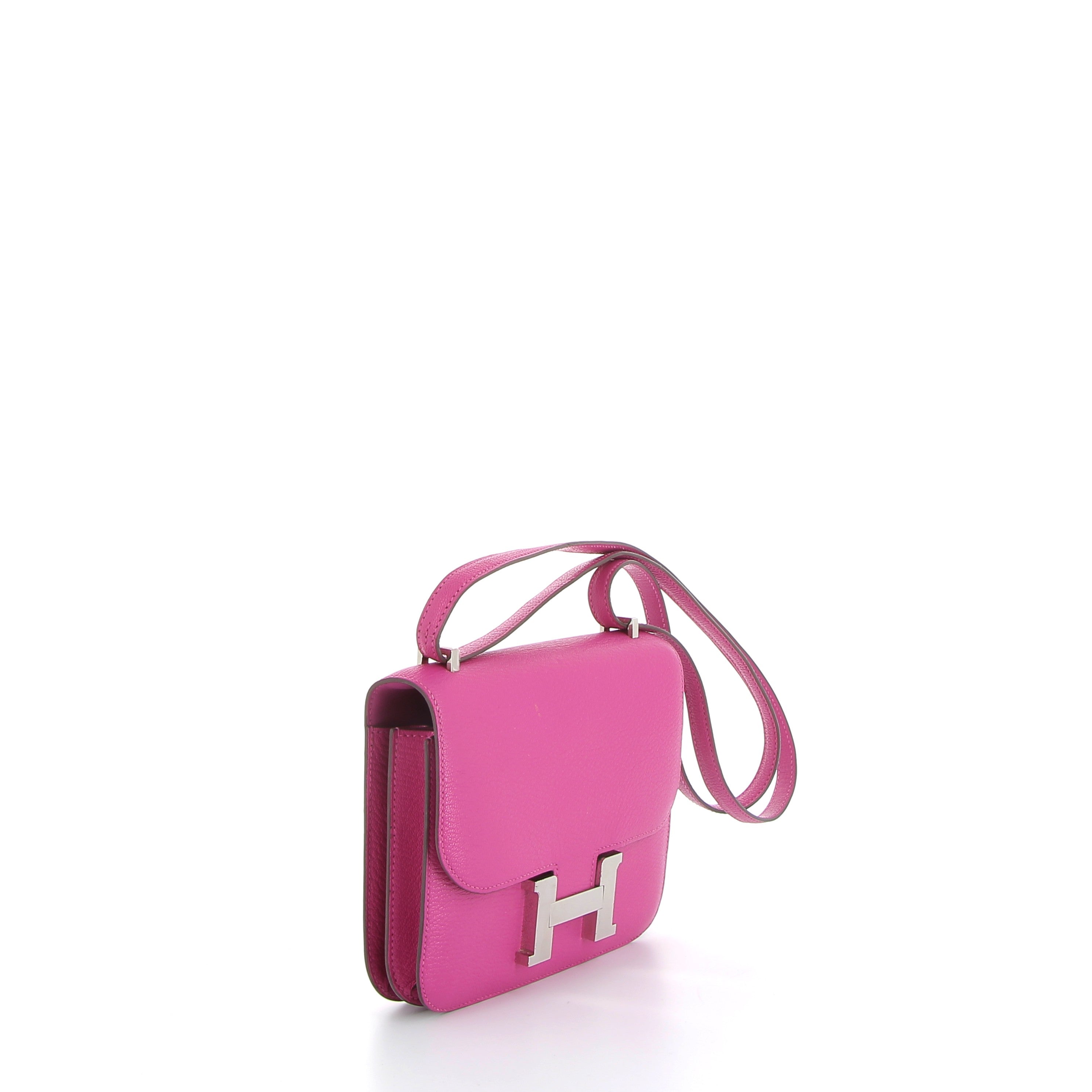 HERMÈS Constance 18 cuir Chèvre Mysore Rose finition palladium