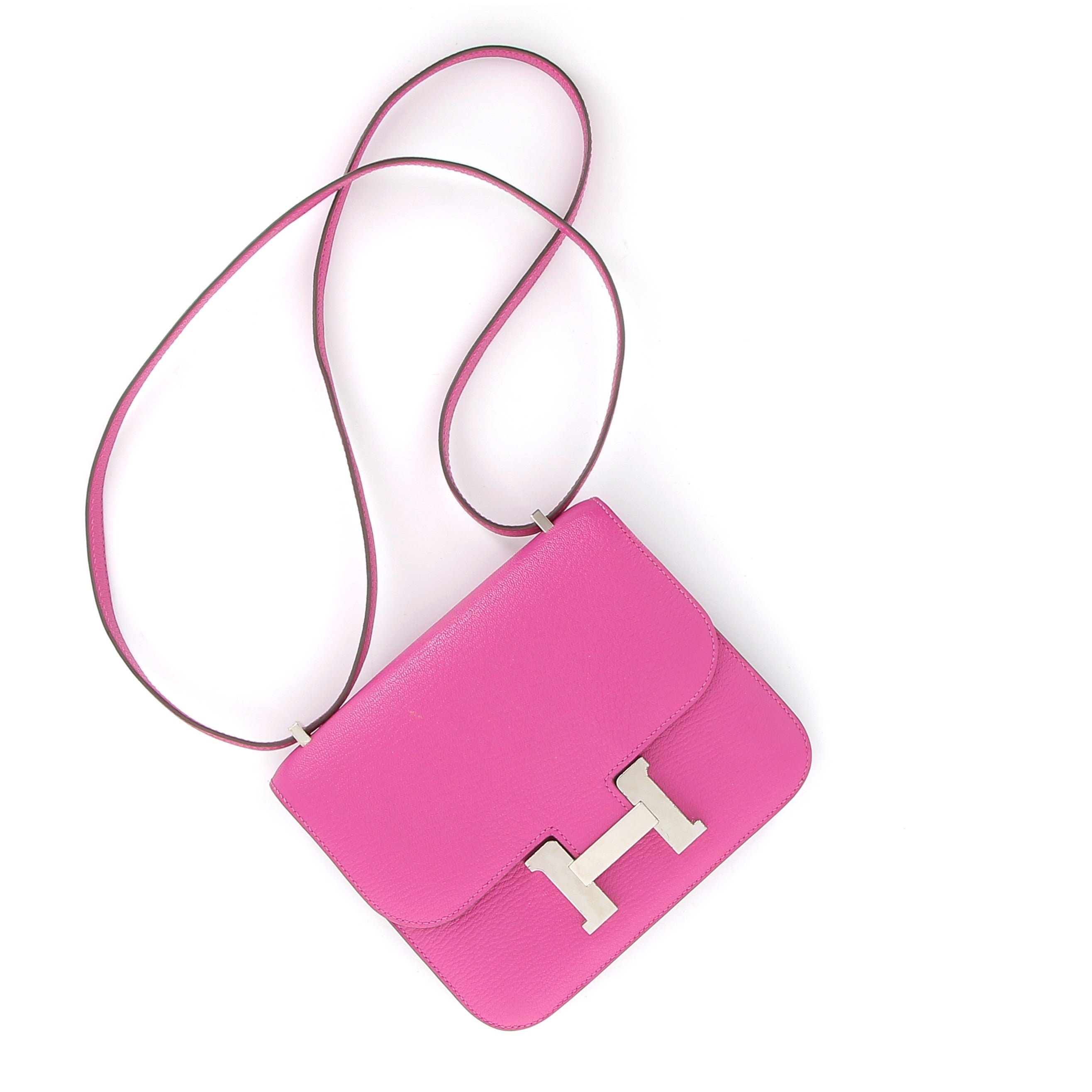 HERMÈS Constance 18 cuir Chèvre Mysore Rose finition palladium