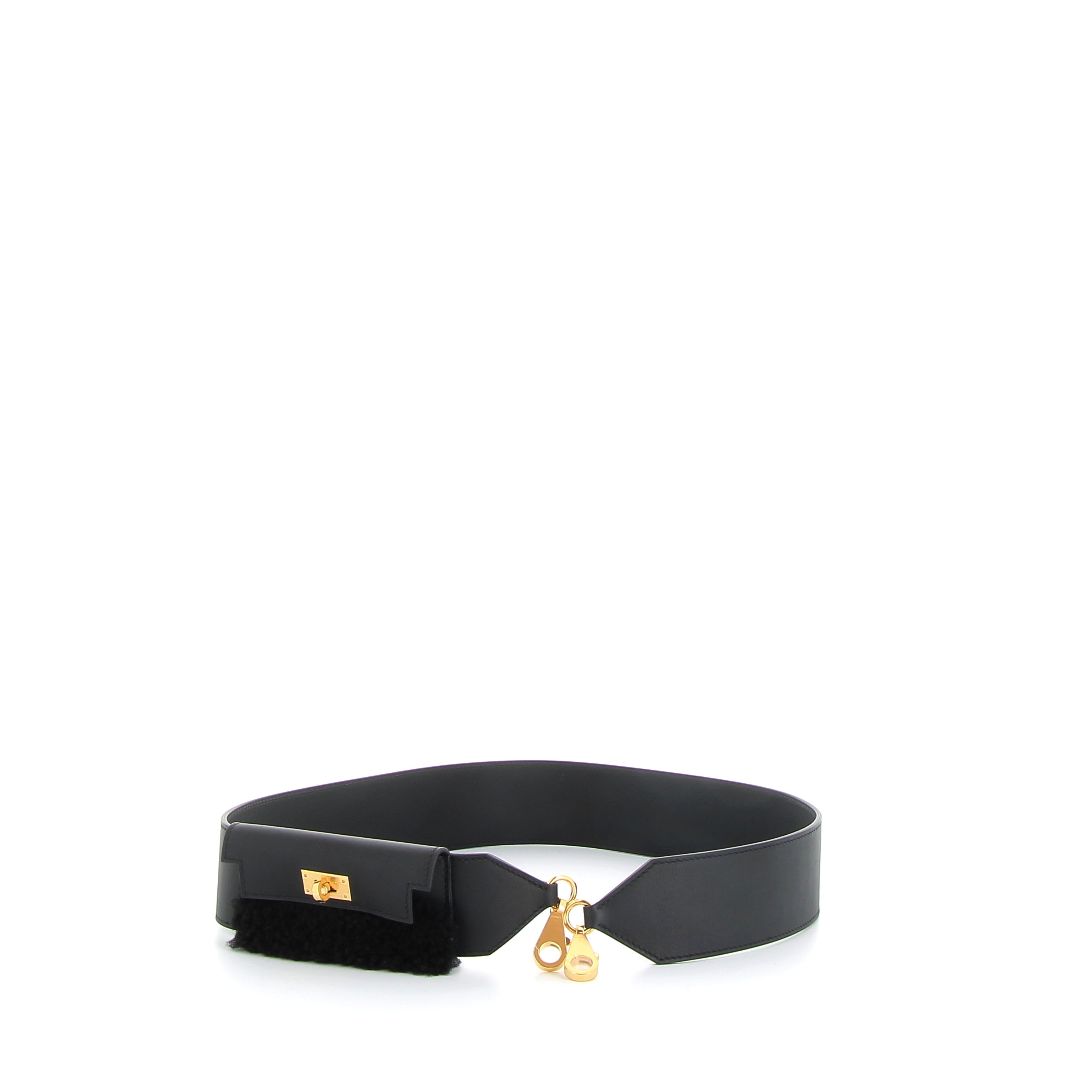 HERMES Bandoulière Teddy Pocket Noir Cuir Swift