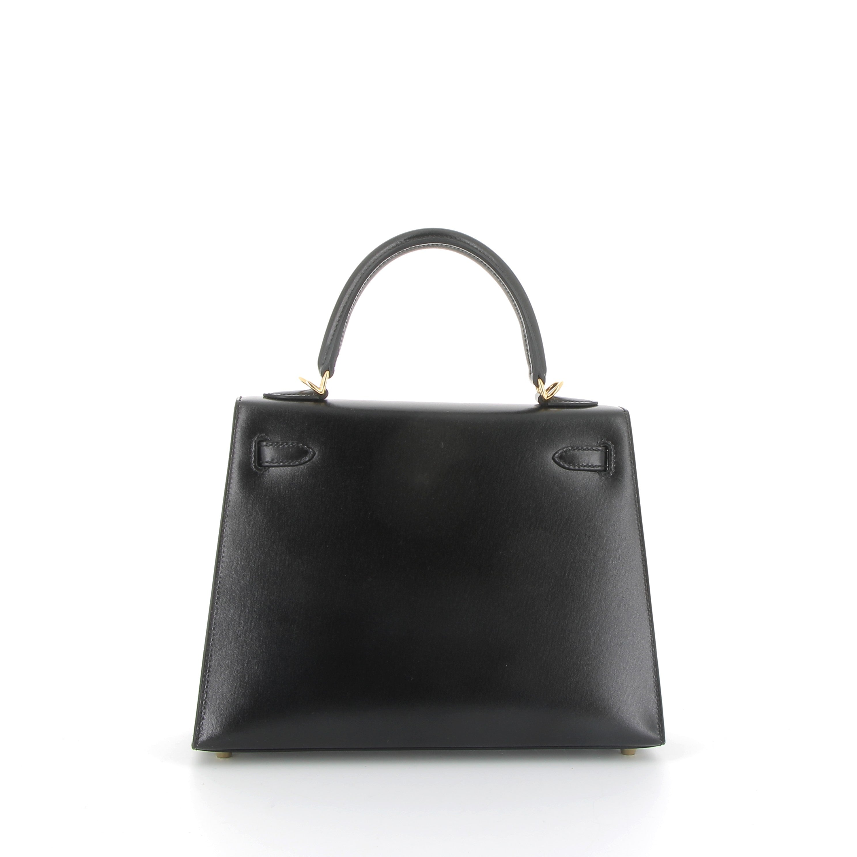 HERMÈS Kelly 25 Noir Box Finition Or jaune