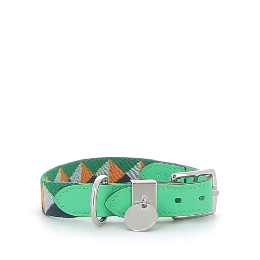 HERMÈS Collier pour Chien Médor cuir Swift Vert Comics