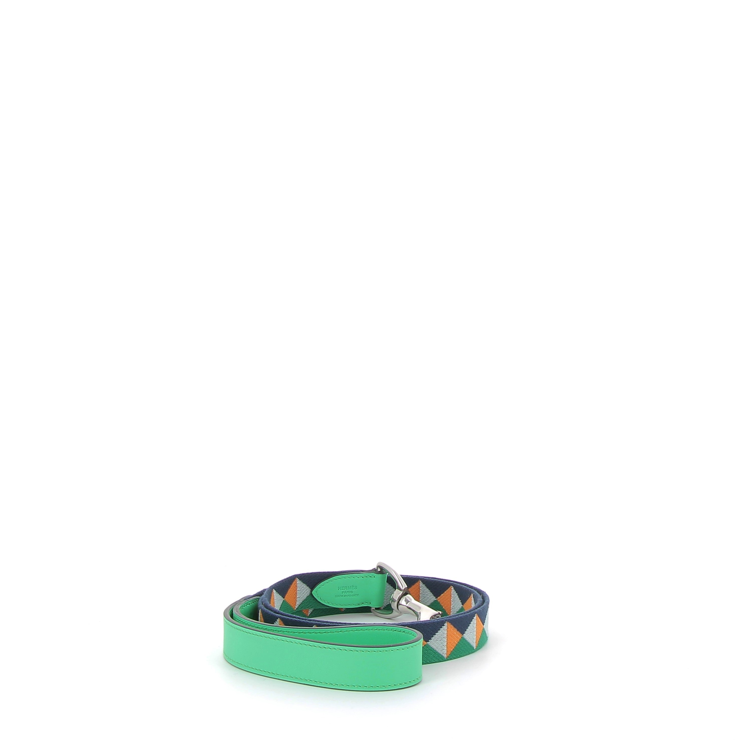 HERMÈS Laisse pour Chien Médor 120 cm cuir Swift Vert Comics