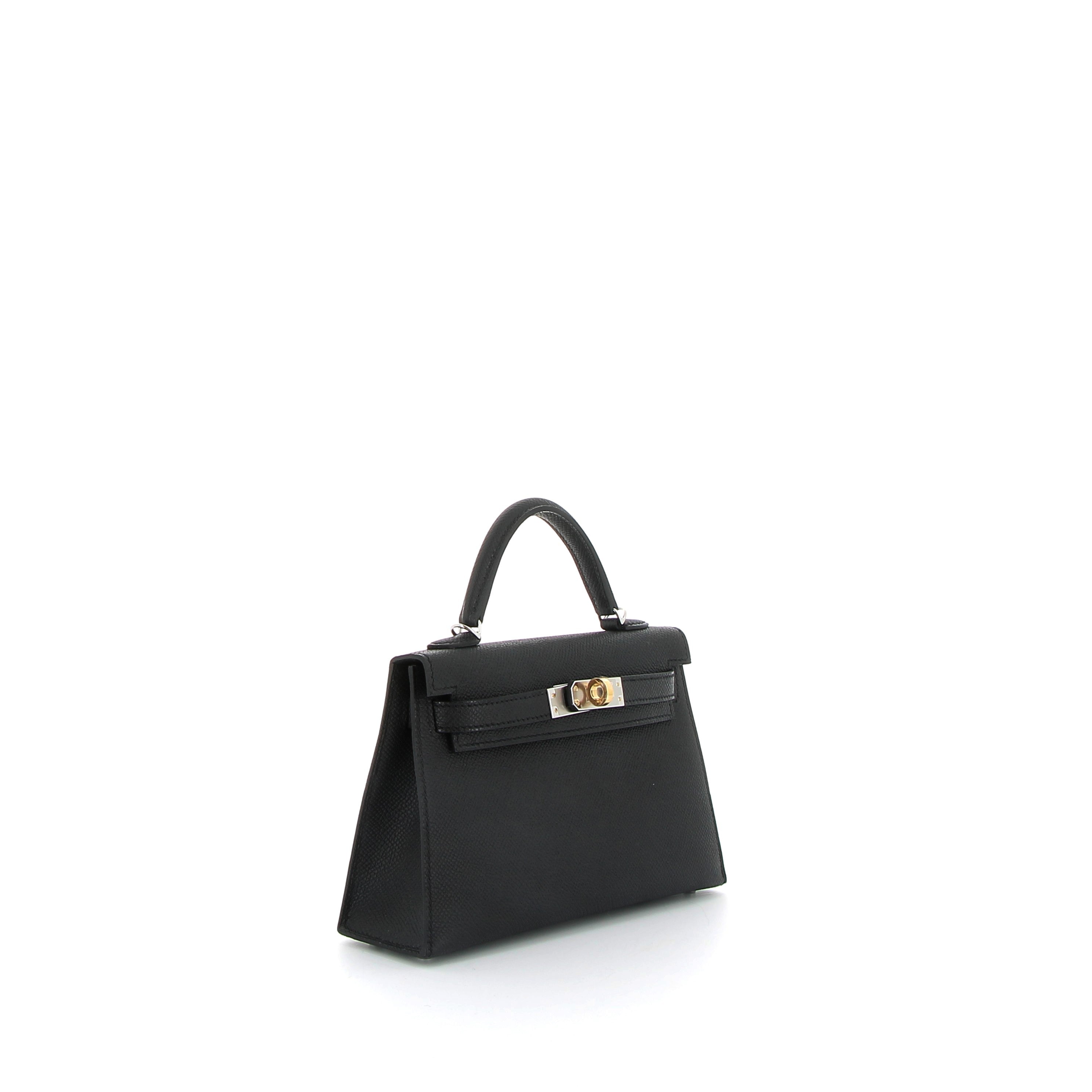 HERMÈS Kelly 20 cuir Epsom Noir finition electrum