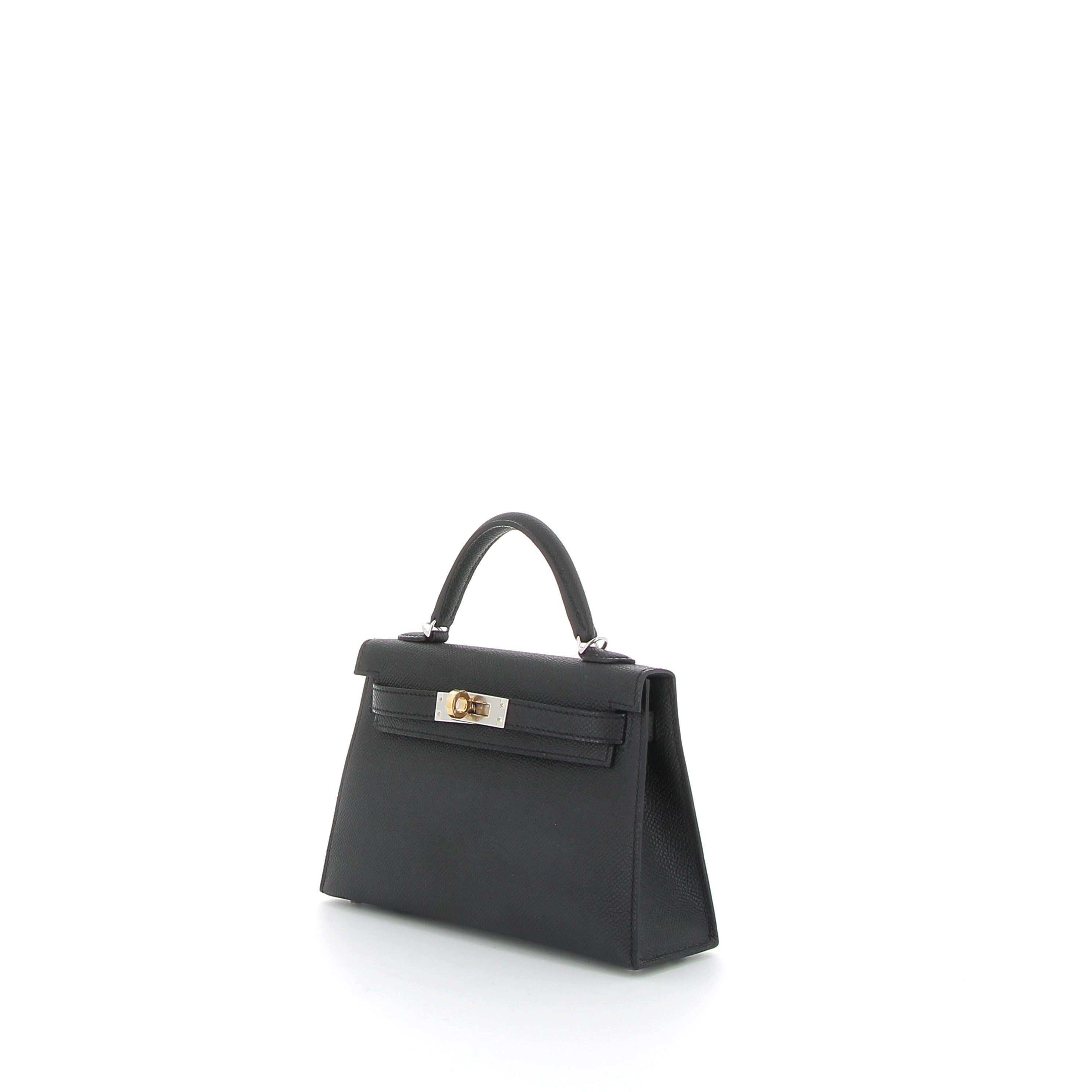 HERMÈS Kelly 20 cuir Epsom Noir finition electrum