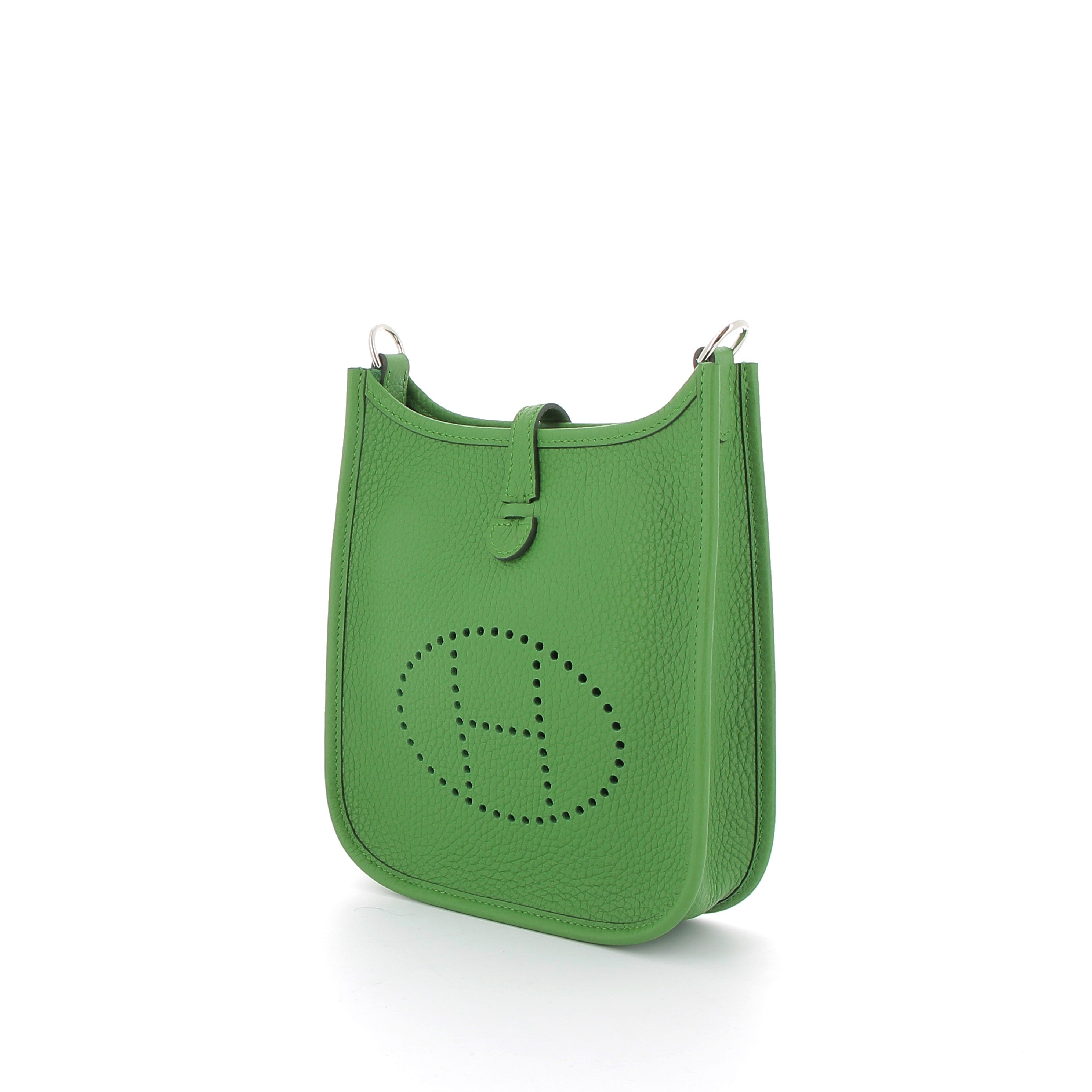 HERMÈS Mini Evelyne cuir Taurillon Clemence Bambou finition palladium