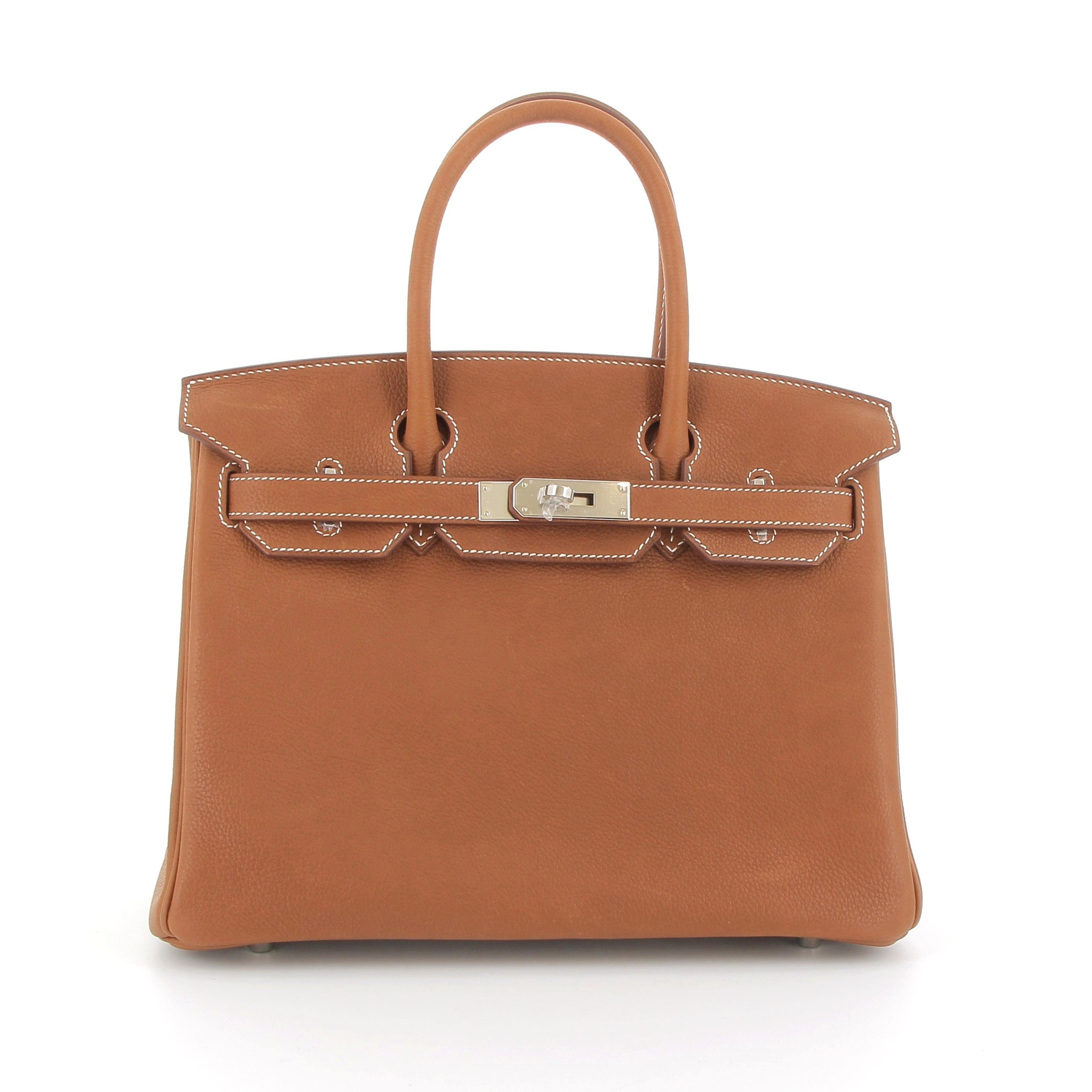 HERMES Birkin 30 Gold Faubourg Barenia Finition Palladié