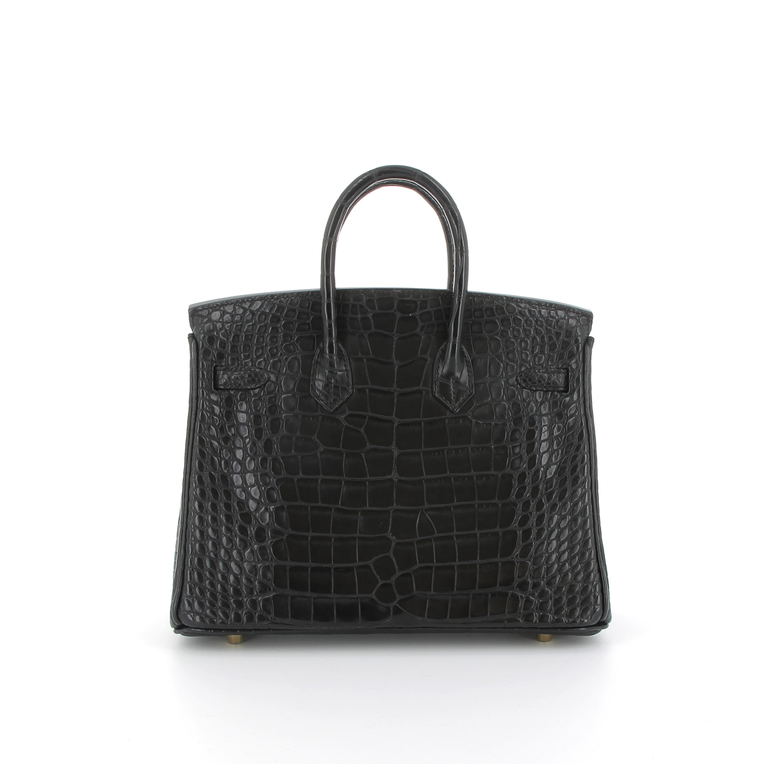 HERMÈS Birkin 25cm Crocodile Matte Black yellow finish