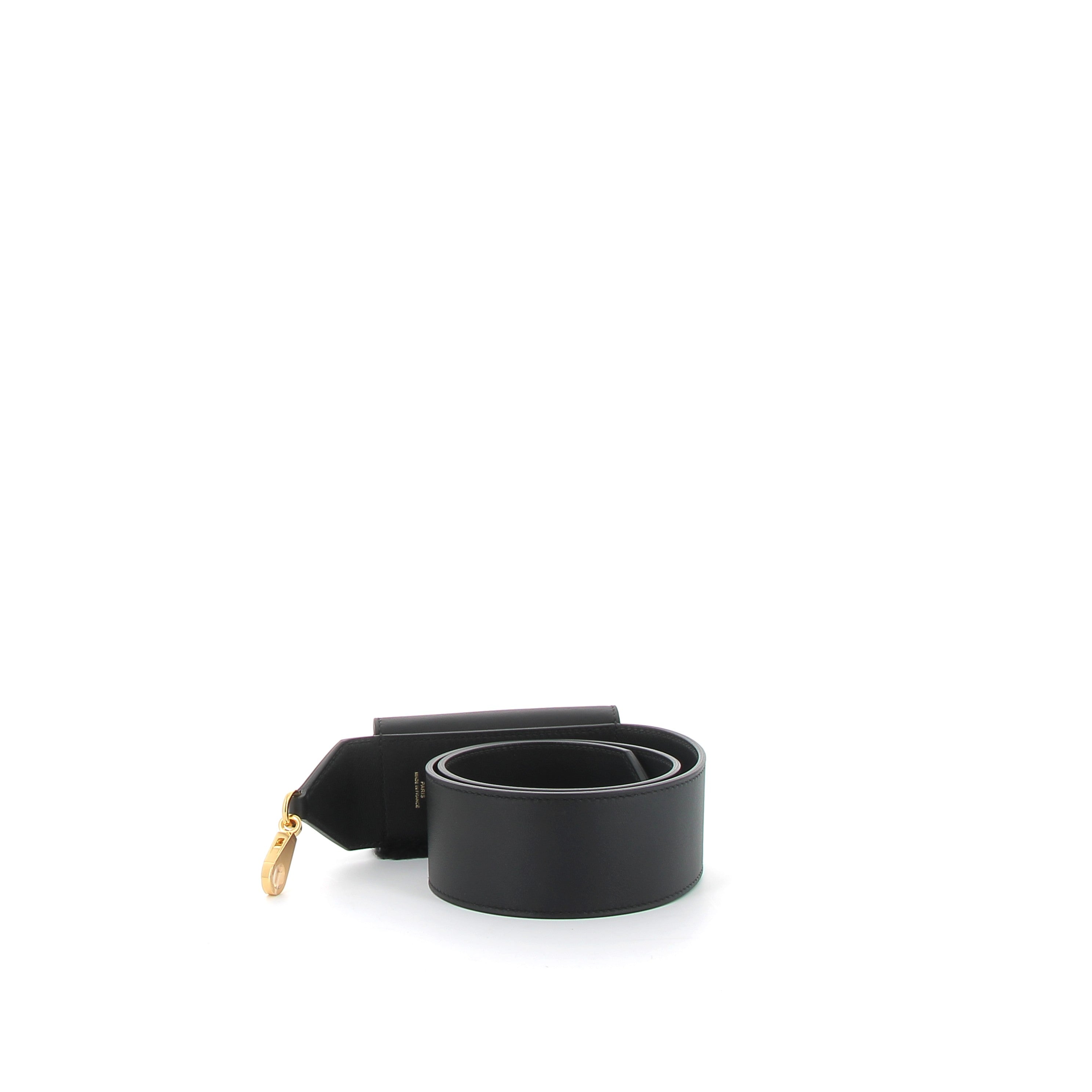 HERMÈS Sangle Teddy cuir Noir finition dorée