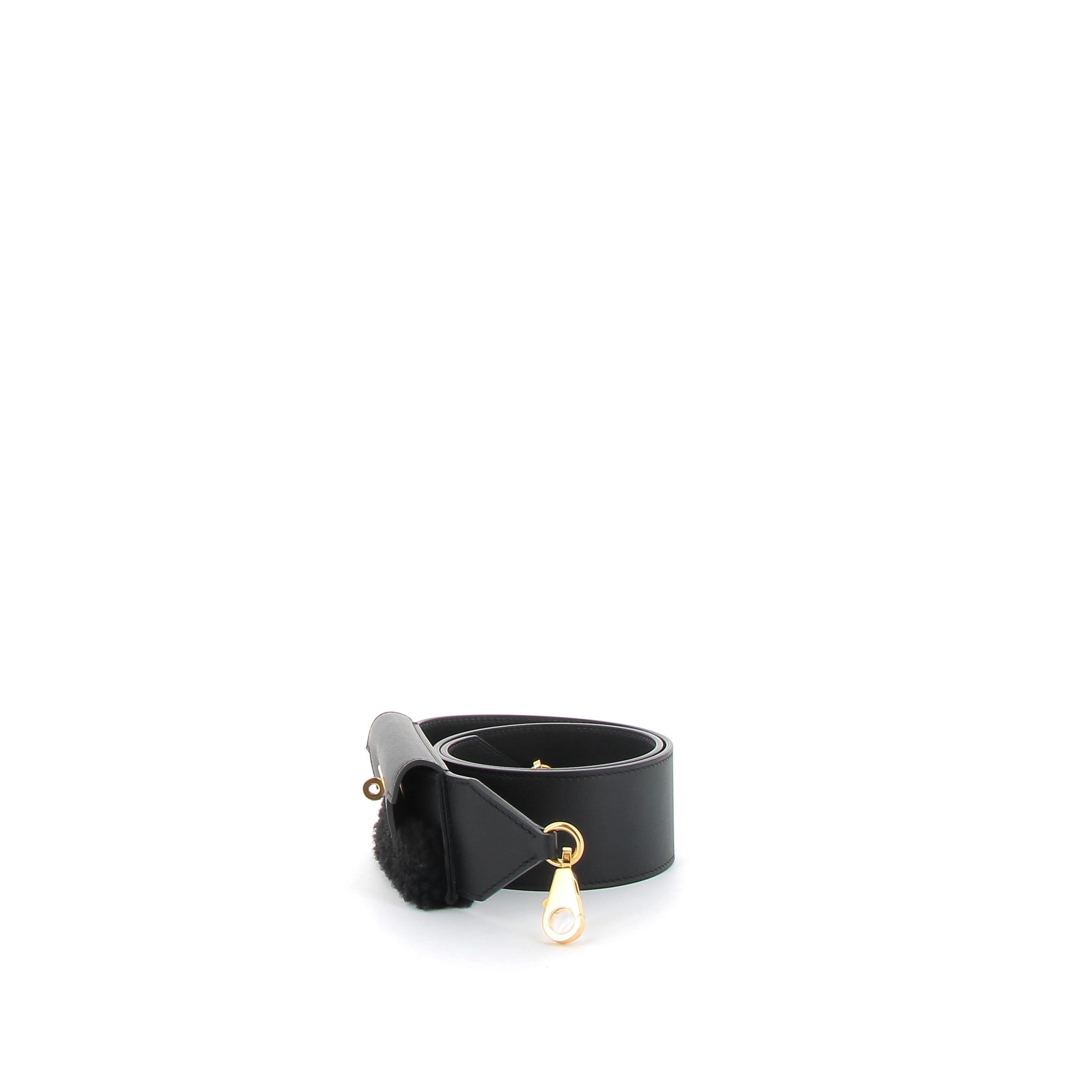 HERMÈS Sangle Teddy cuir Noir finition dorée