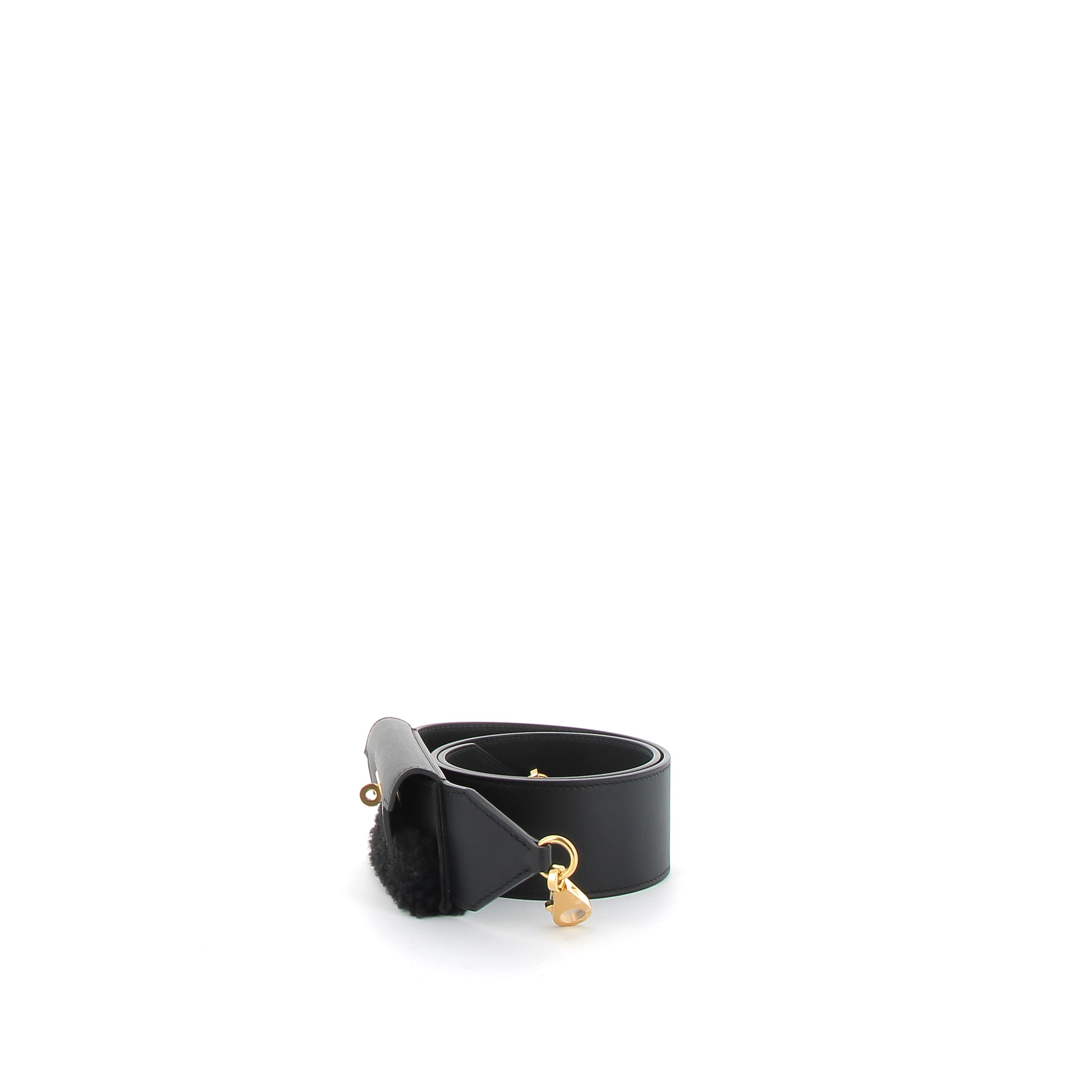 HERMÈS Sangle Teddy cuir Noir finition dorée