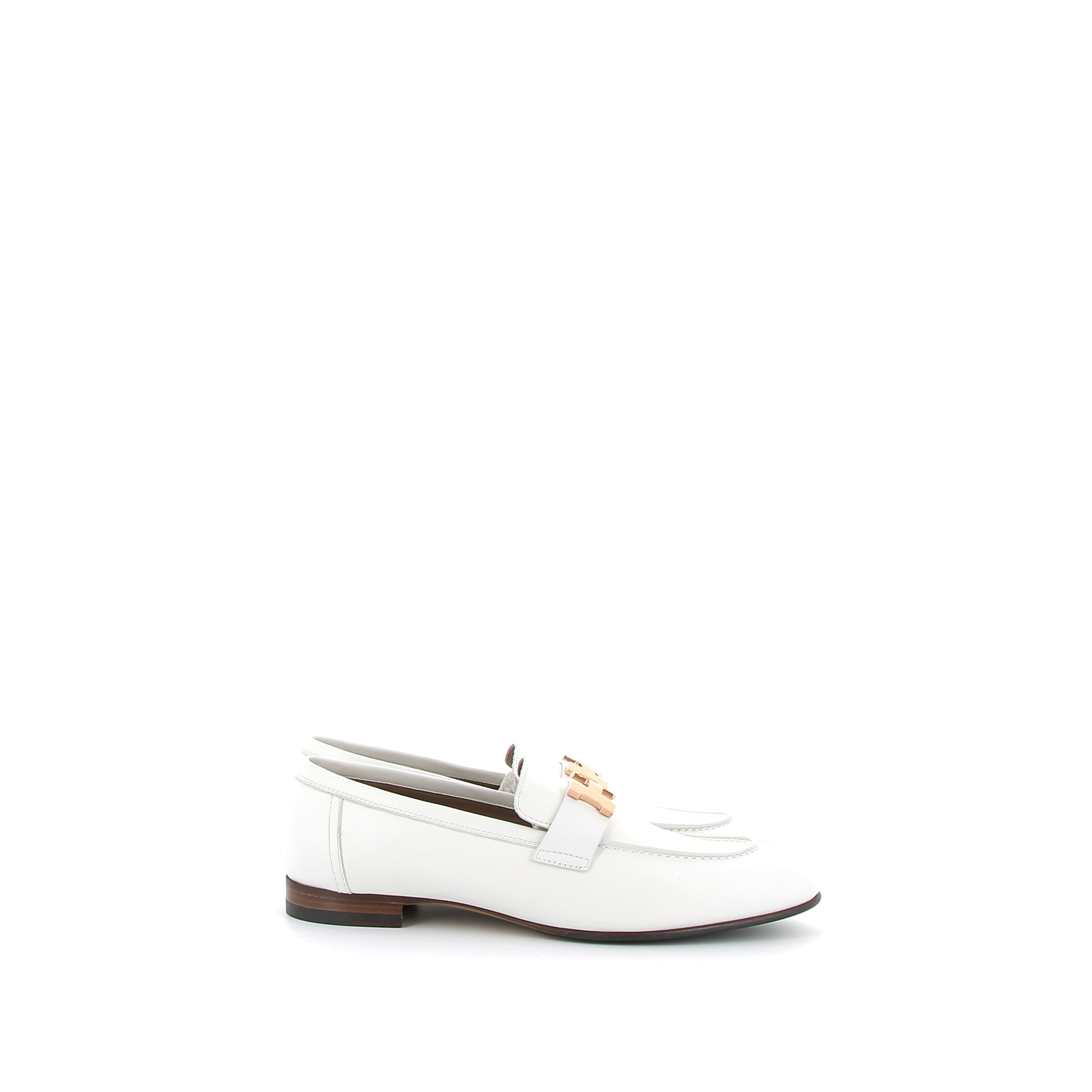HERMÈS Mocassins Cuir Blanc boucle rose