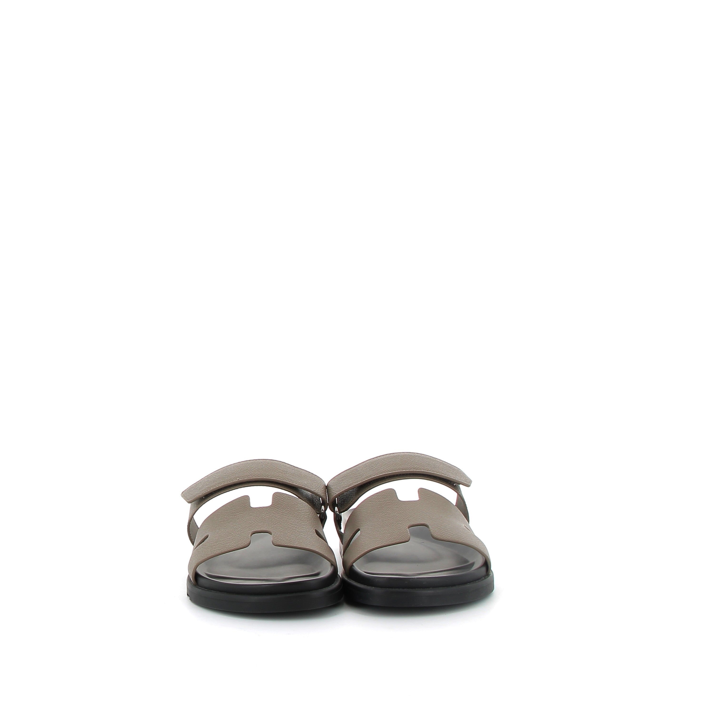HERMÈS Chypre Sandales Étoupe cuir Epsom