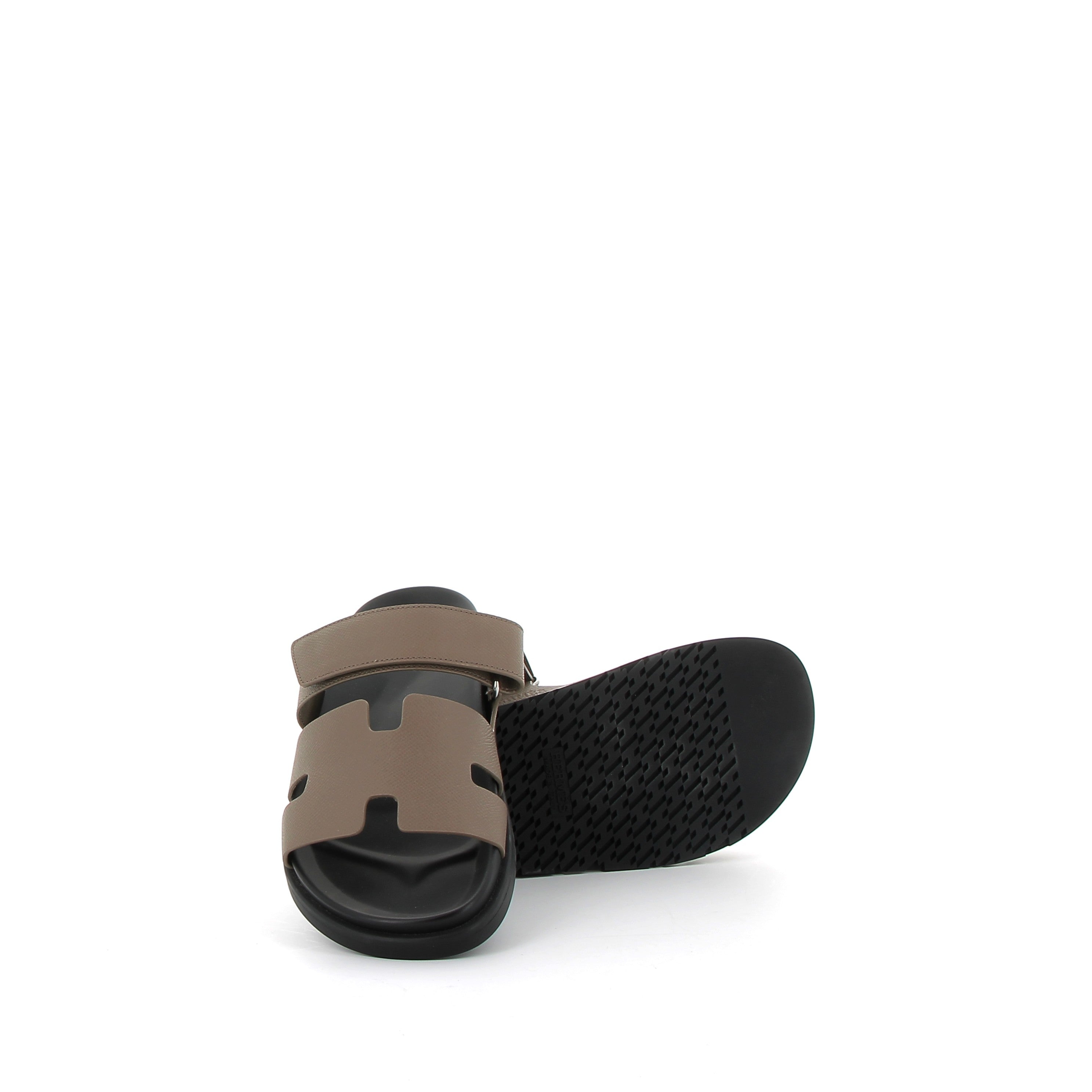 HERMÈS Chypre Sandales Étoupe cuir Epsom