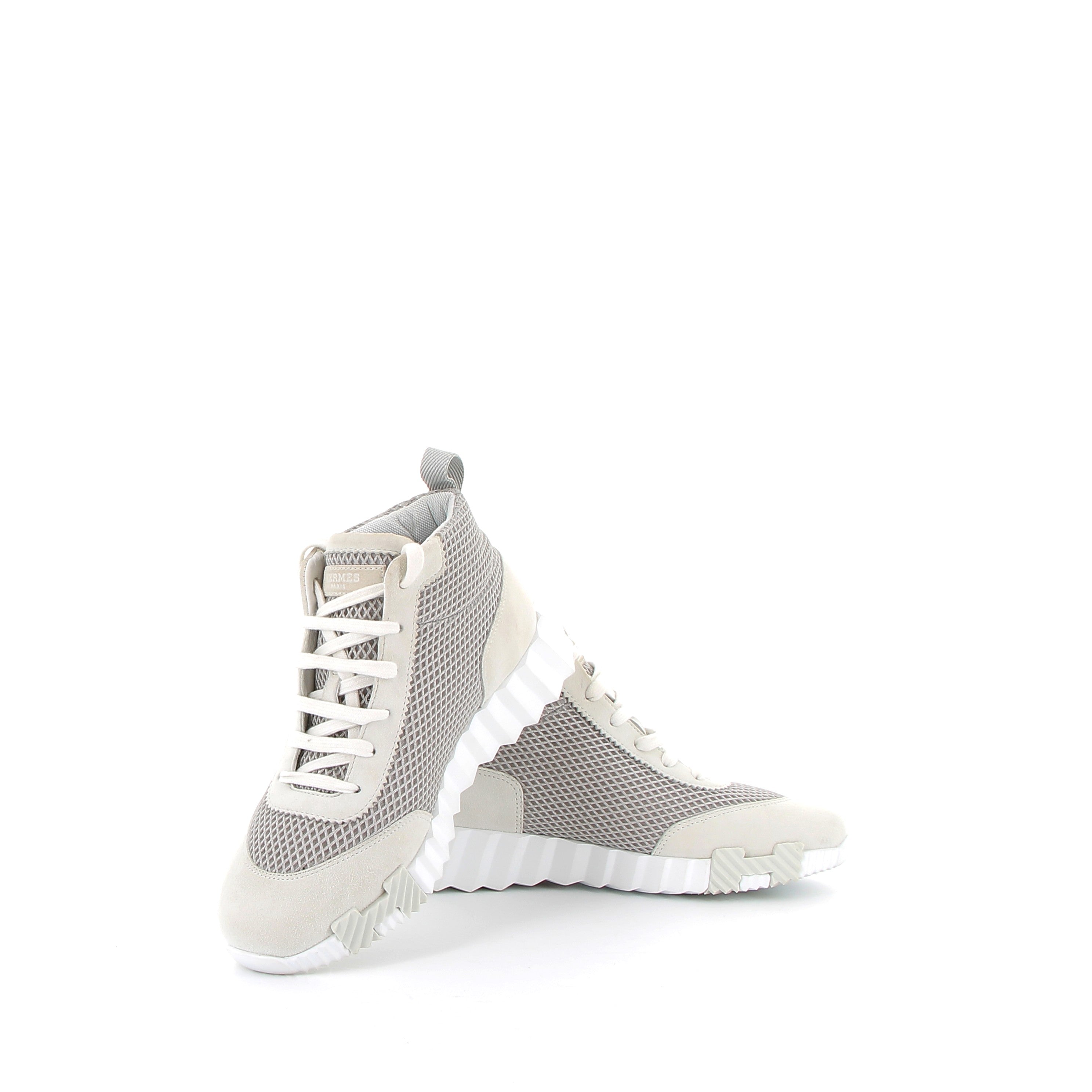 HERMÈS Bouncing Hip Hop Sneakers Mesh Graphique et Chèvre Velours Blanc cassé