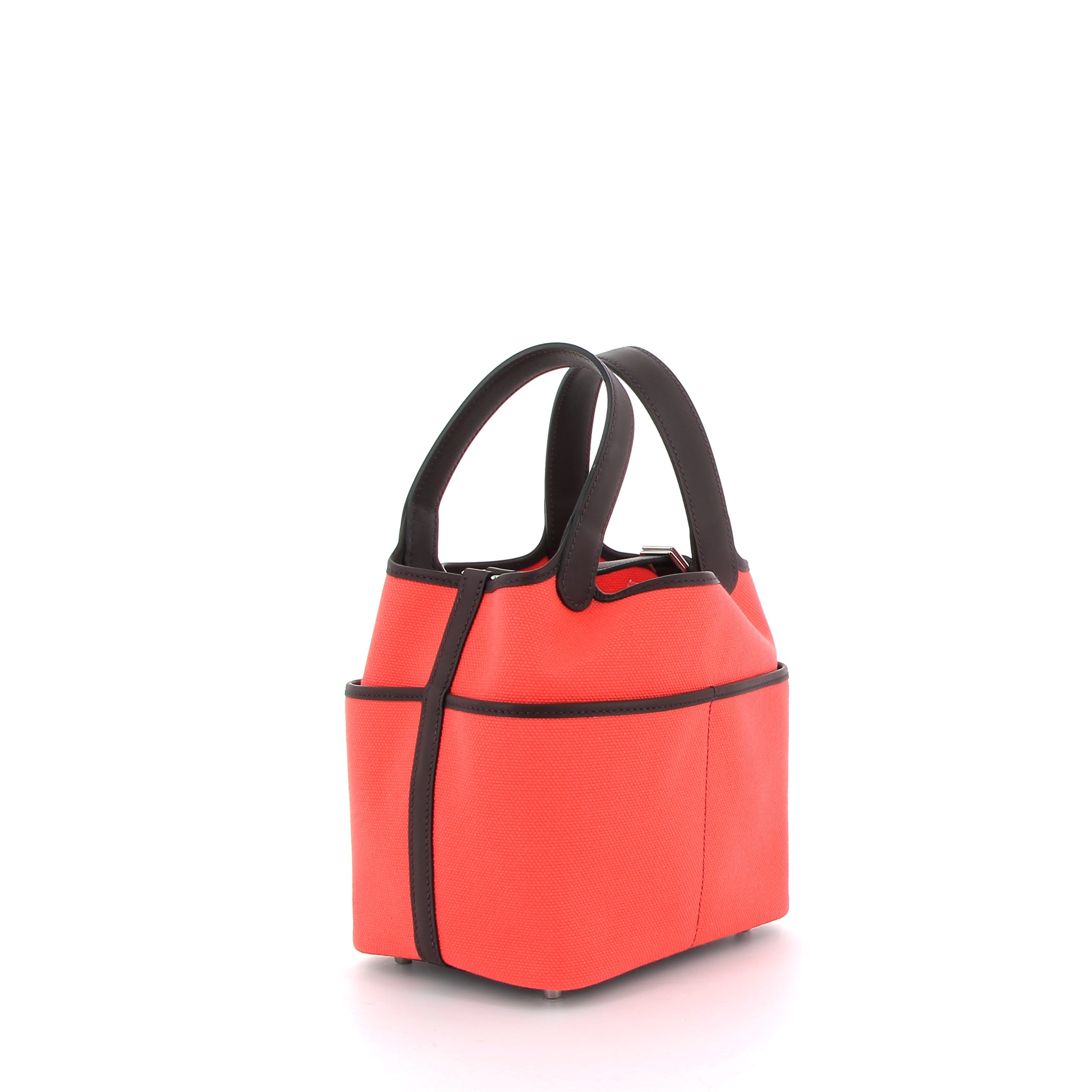 HERMES Picotin 18 Cargo Toile Orange/Marron Finition Palladié