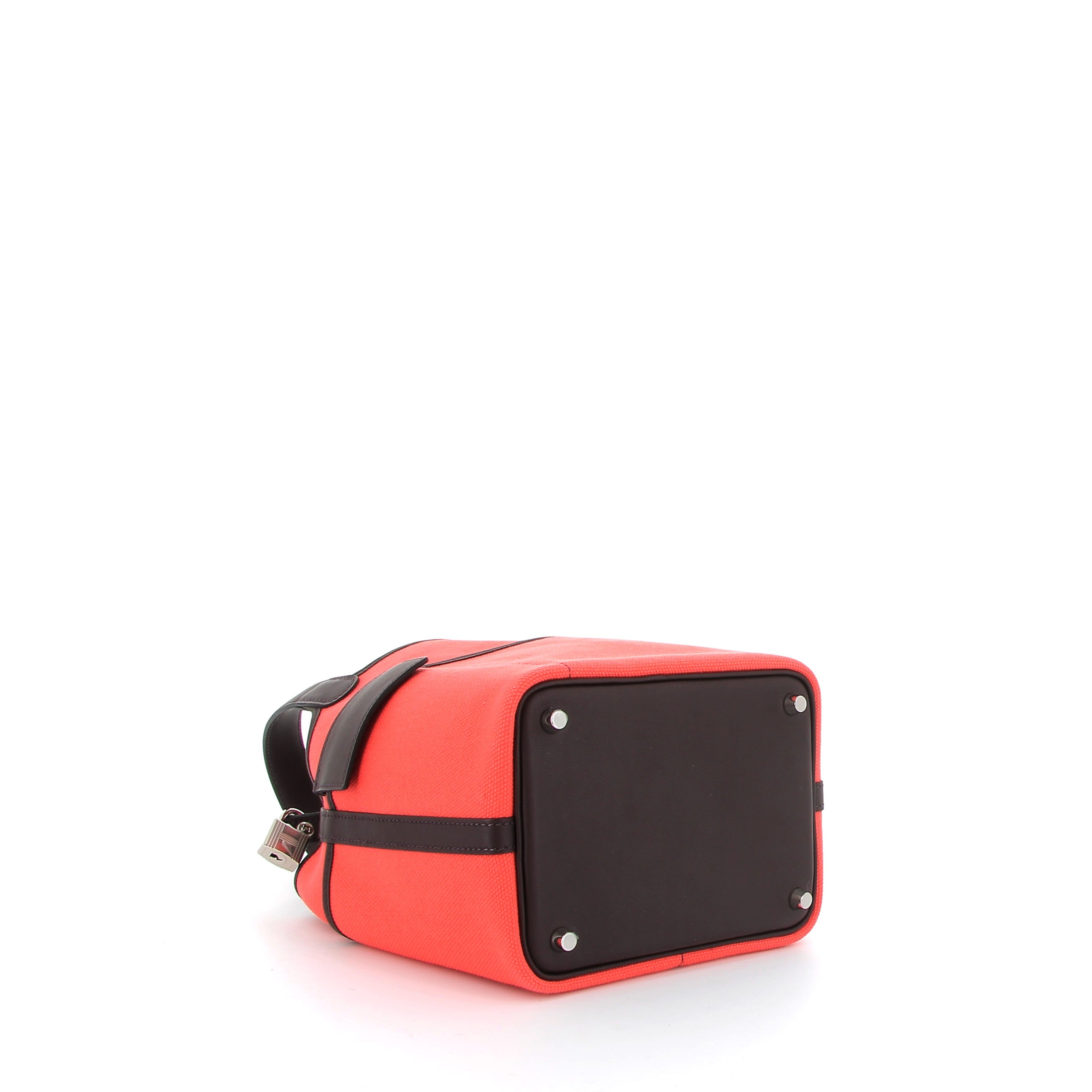 HERMES Picotin 18 Cargo Toile Orange/Marron Finition Palladié