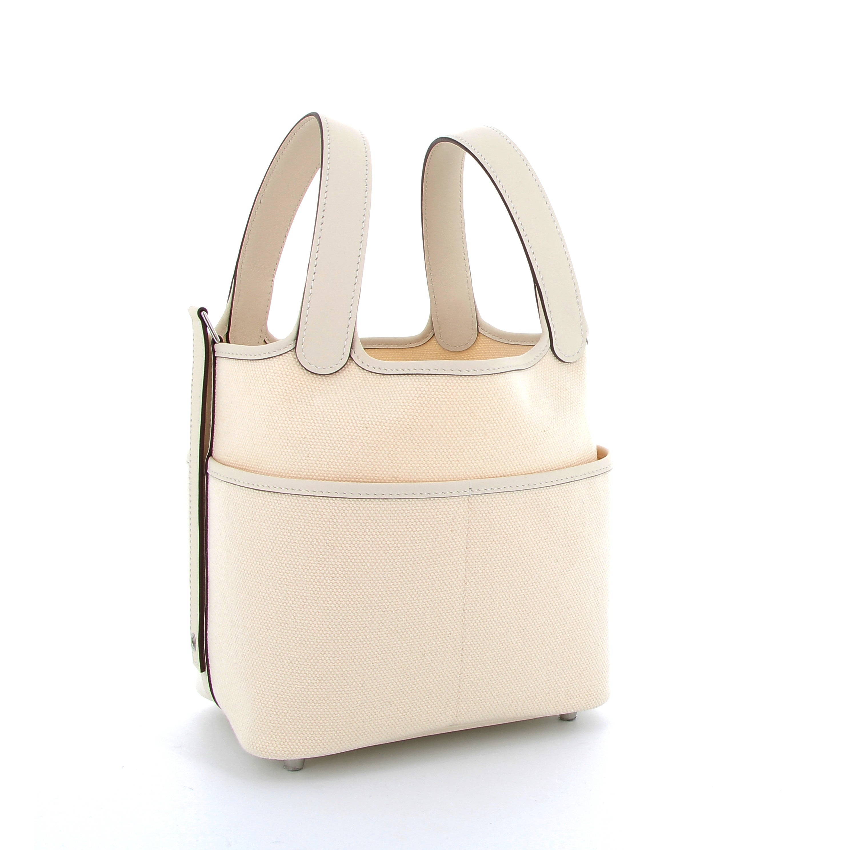 HERMÈS Picotin 18 Cargo Ecru/Nata Swift Leather/Canvas Palladium Finish