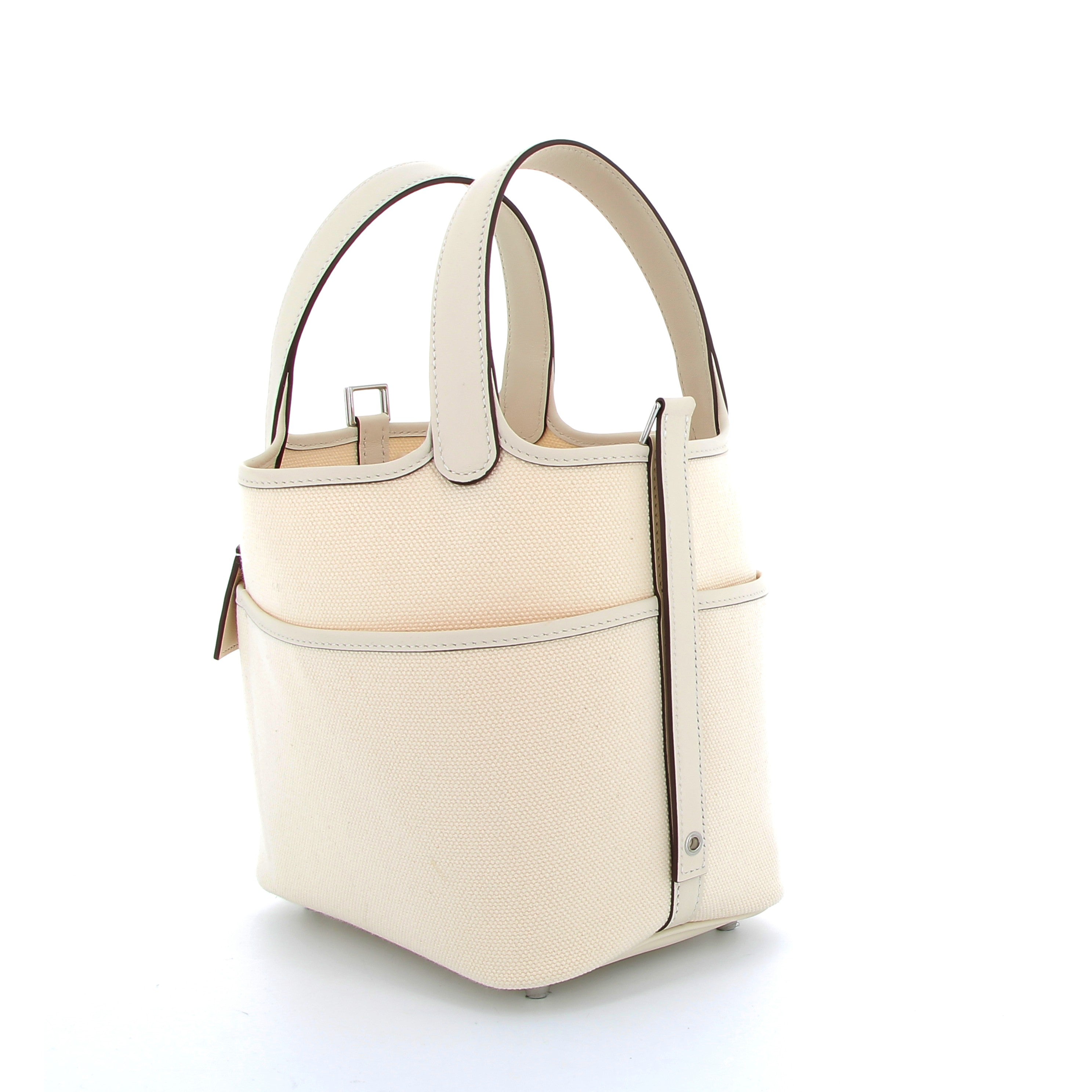 HERMÈS Picotin 18 Cargo Ecru/Nata Swift Leather/Canvas Palladium Finish