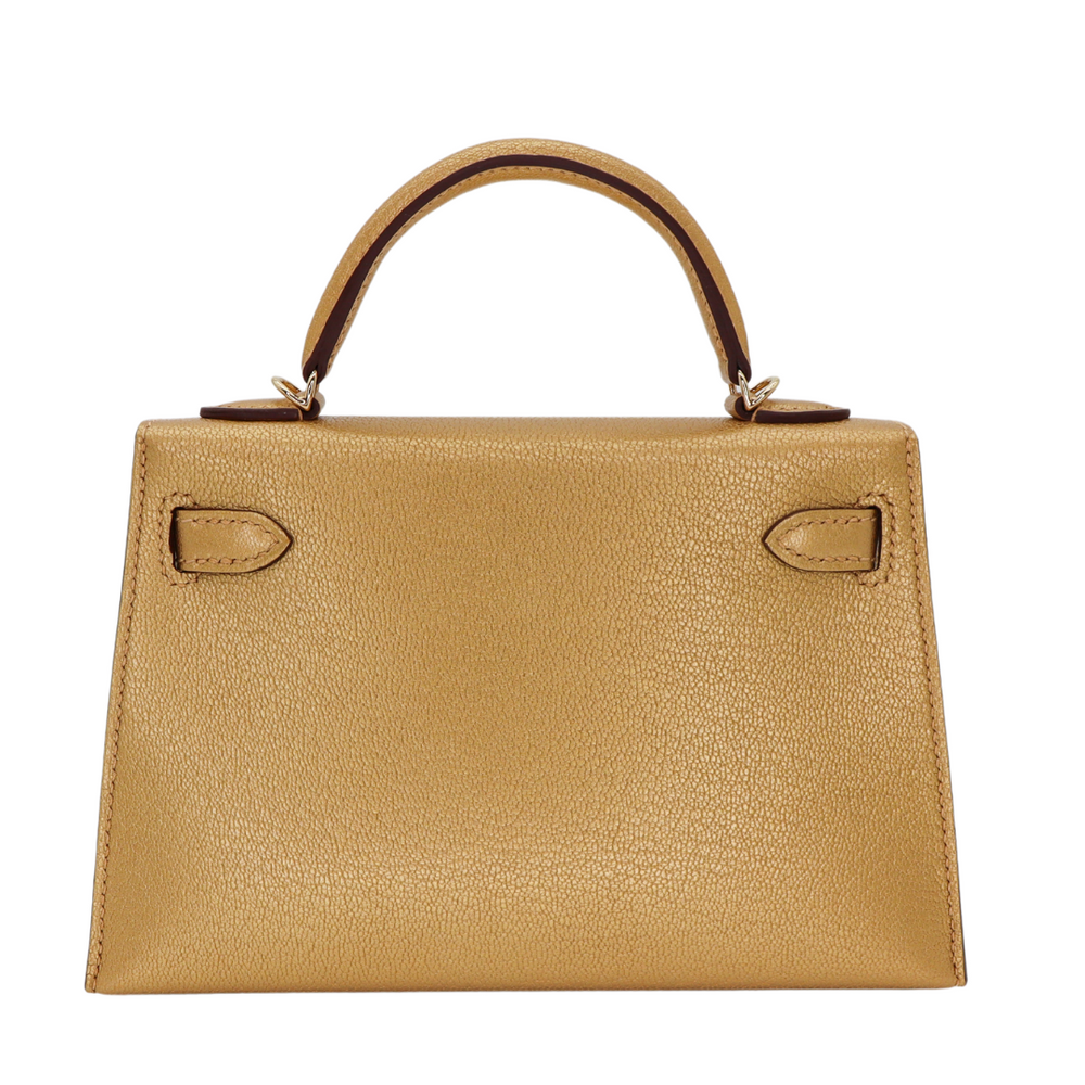 HERMÈS Kelly 20 Sellier Doré Chevre Chamkilight
