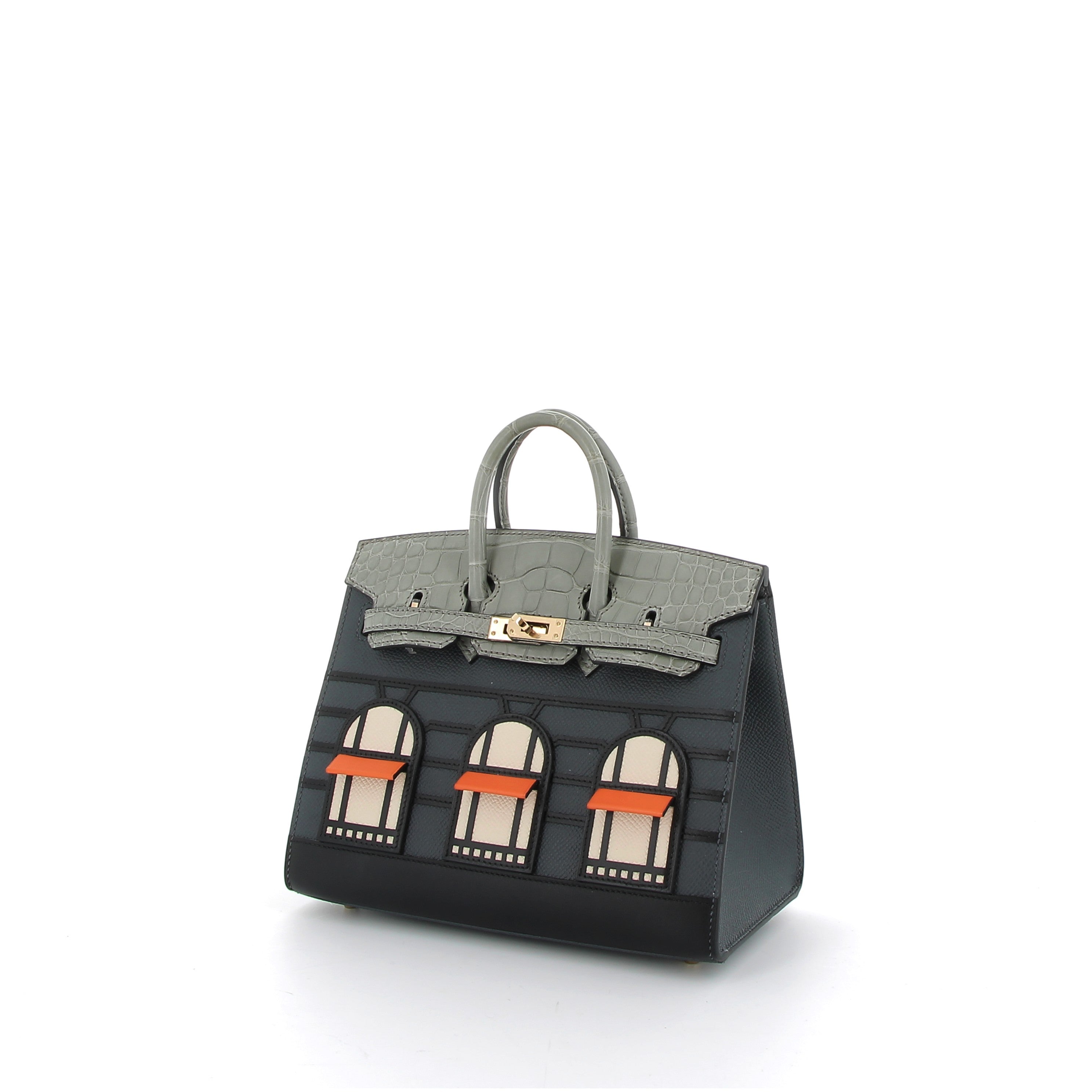 HERMES Birkin 20 Faubourg Rainy Days Epsom/Alligator Matte finition métalique Permabrass