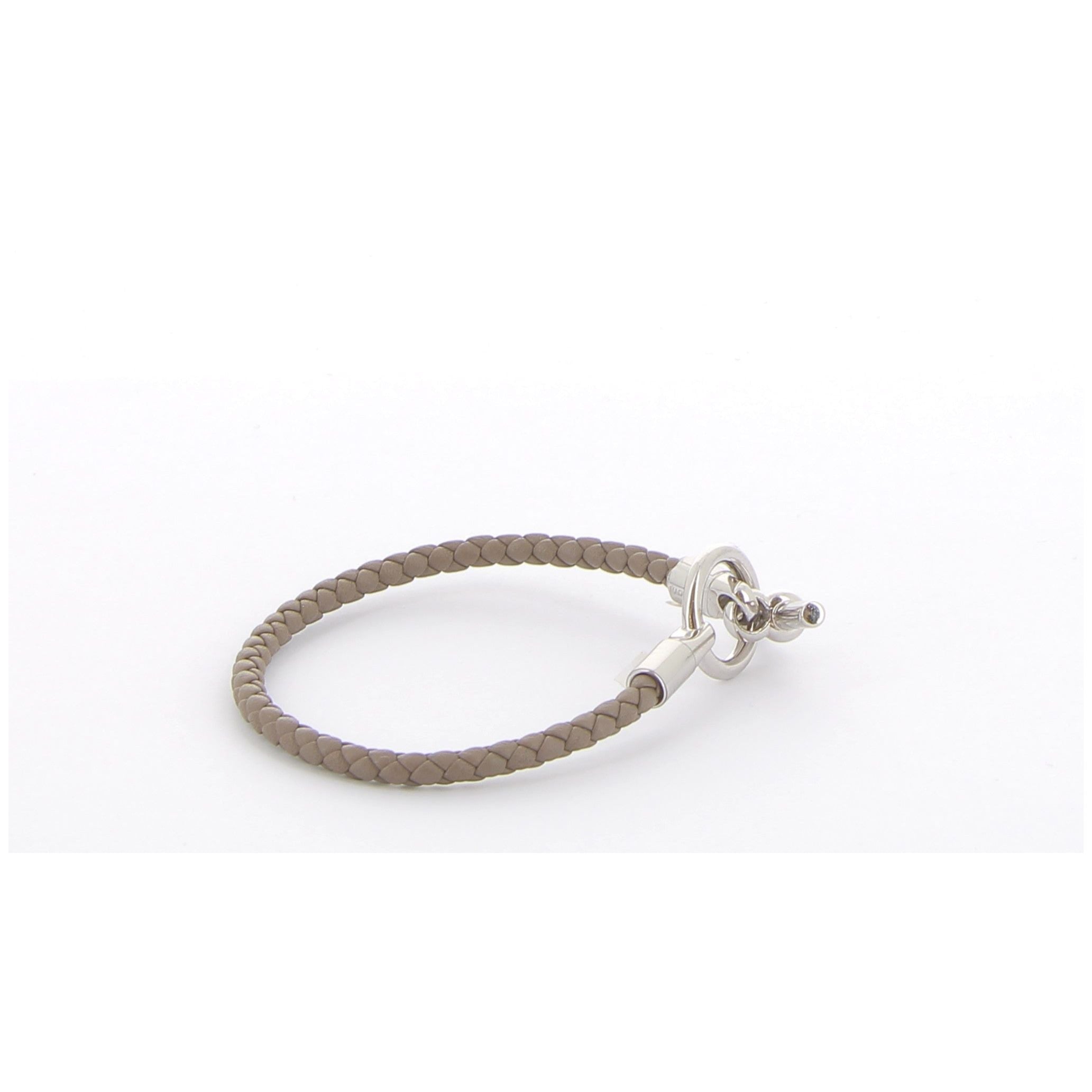 Hermès Bracelet Glénan Etoupe Veau Swift Finition Palladié