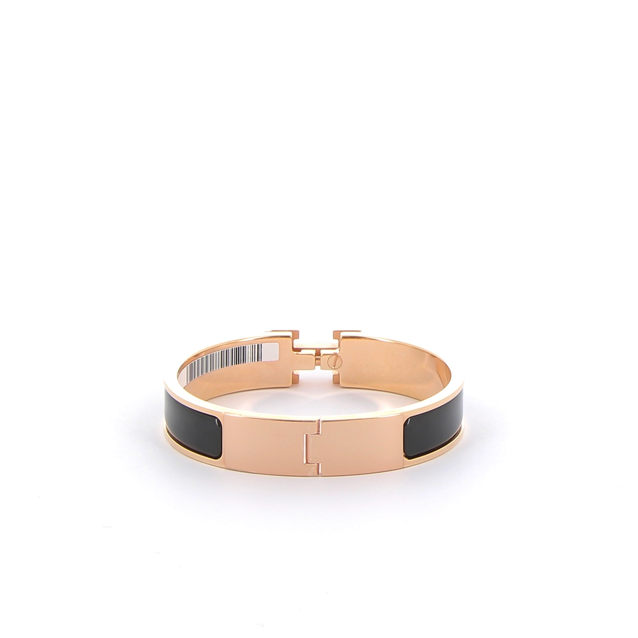 Bracelet Clic H Noir Finition Or Rose