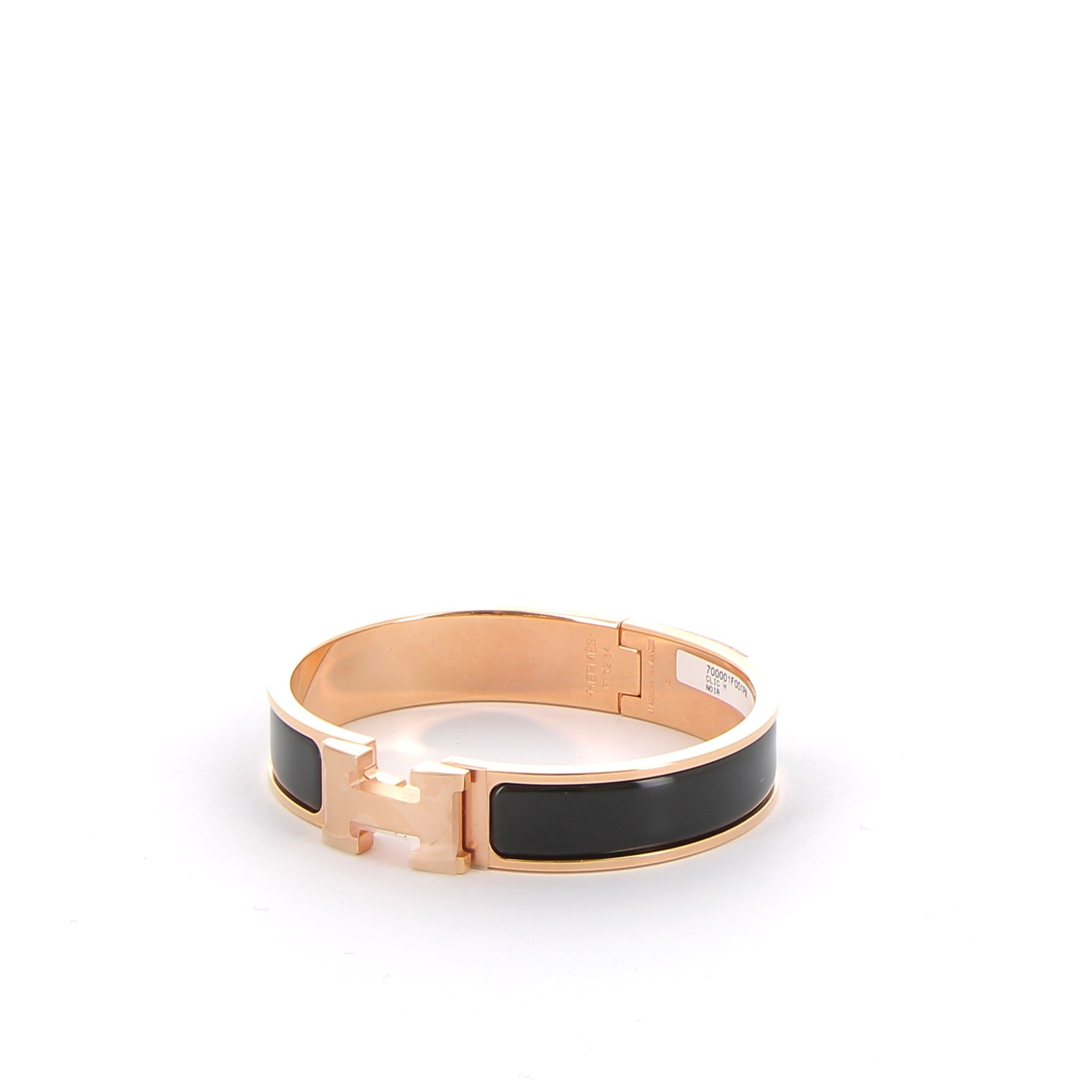 Bracelet Clic H Noir Finition Or Rose