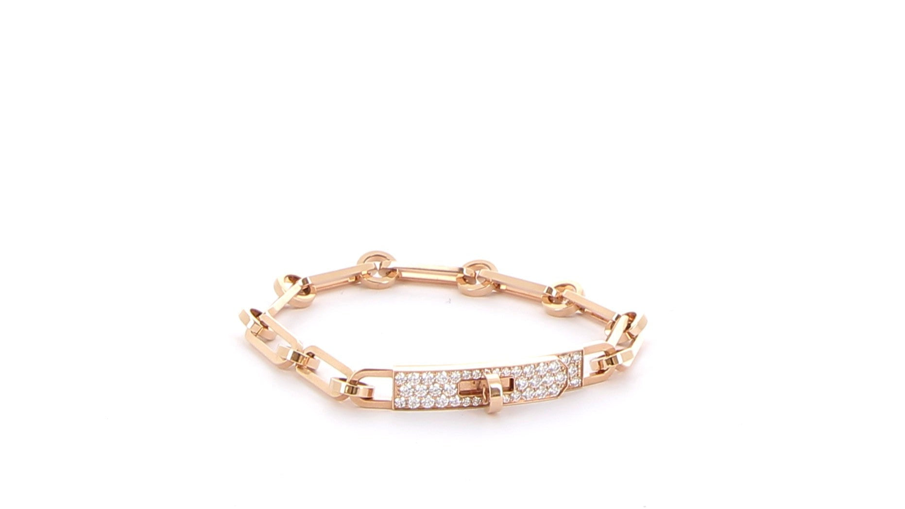 HERMÈS Kelly Chain Bracelet Small Model Rose Gold set with diamonds