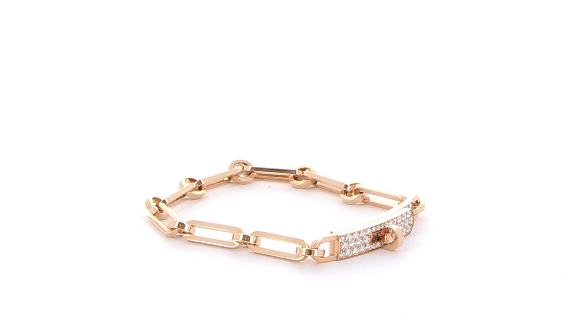 HERMÈS Kelly Chain Bracelet Small Model Rose Gold set with diamonds