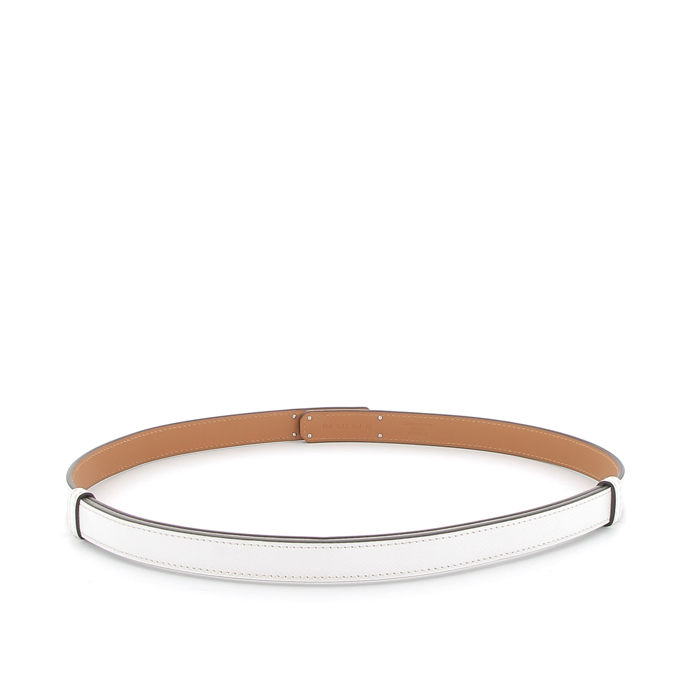 HERMÈS Ceinture Kelly en cuir Epsom blanc avec bijouterie palladium