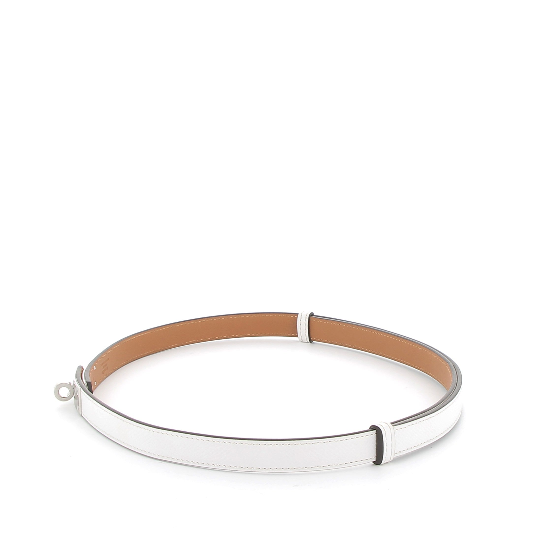 HERMÈS Ceinture Kelly en cuir Epsom blanc avec bijouterie palladium