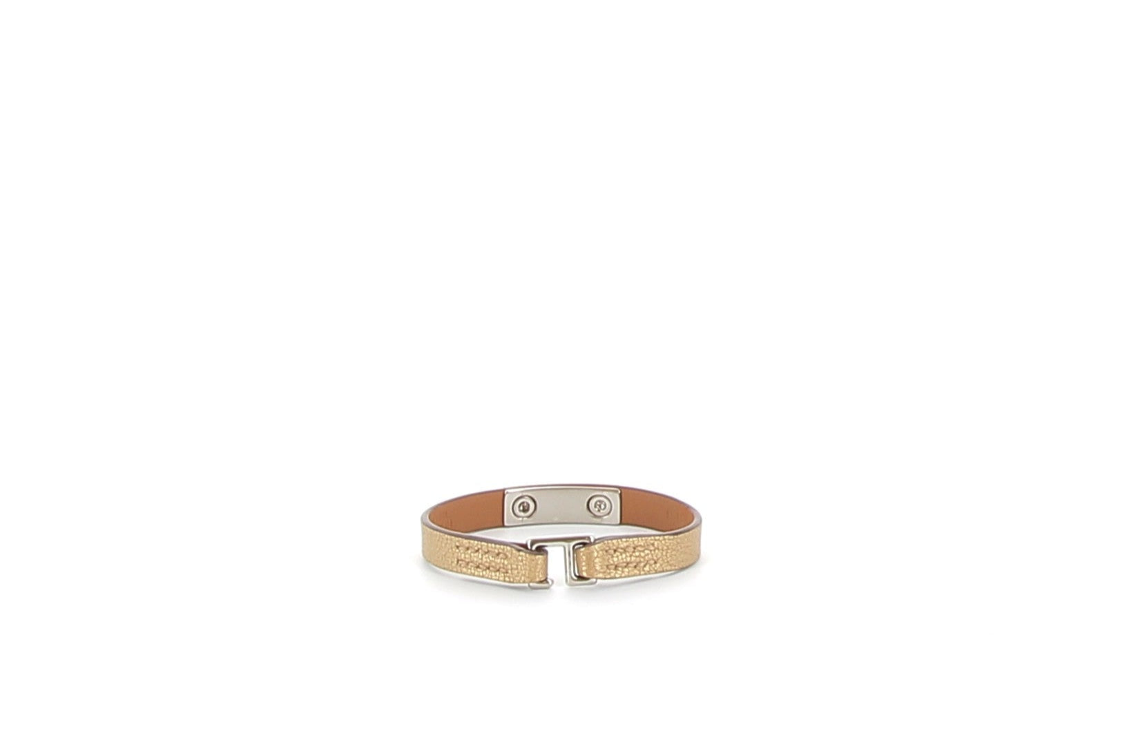 HERMÈS Bracelet Mini Rivale Doré Chèvre Chamkilight laiton finition palladié
