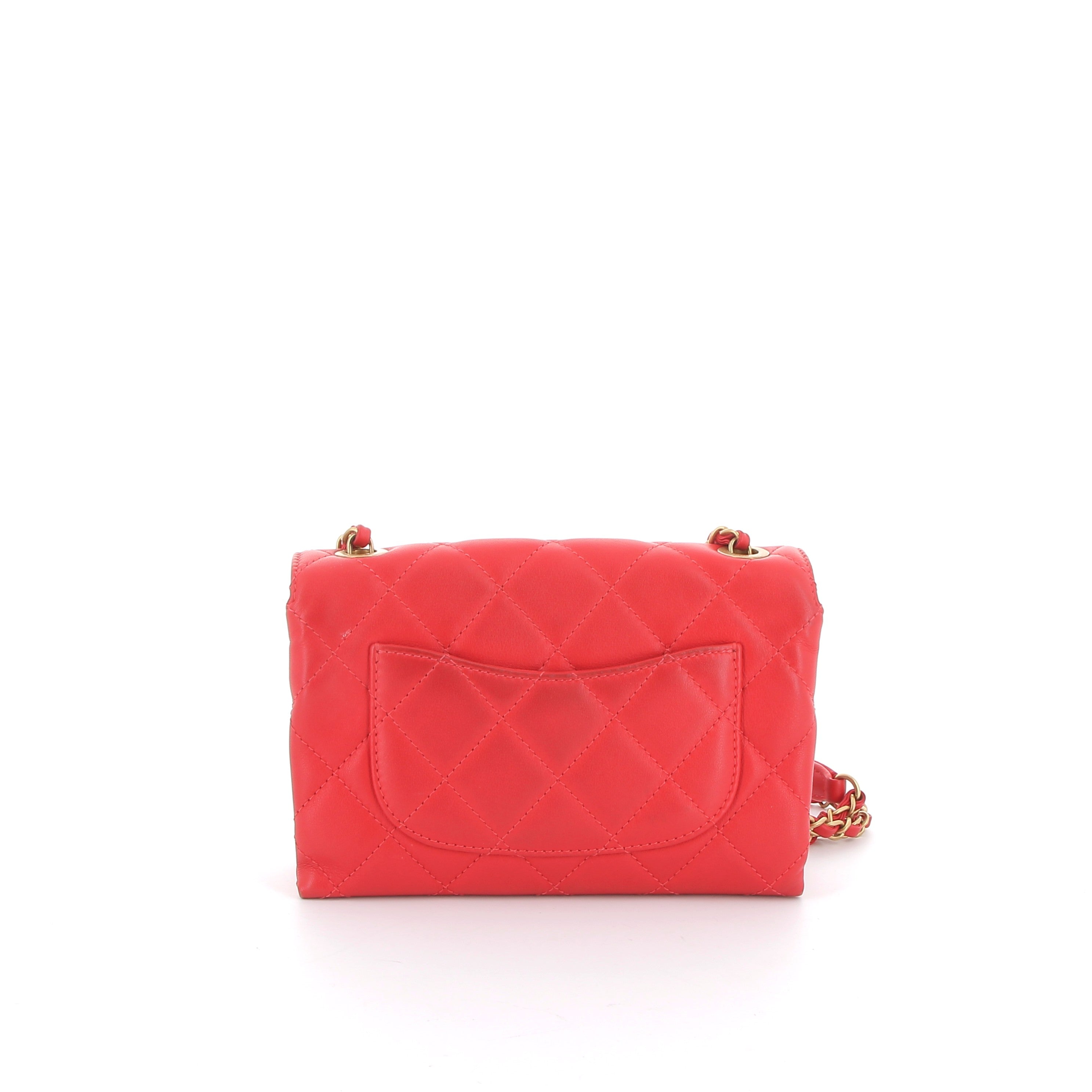 CHANEL Mini Sac Cuir Rouge Matelassé