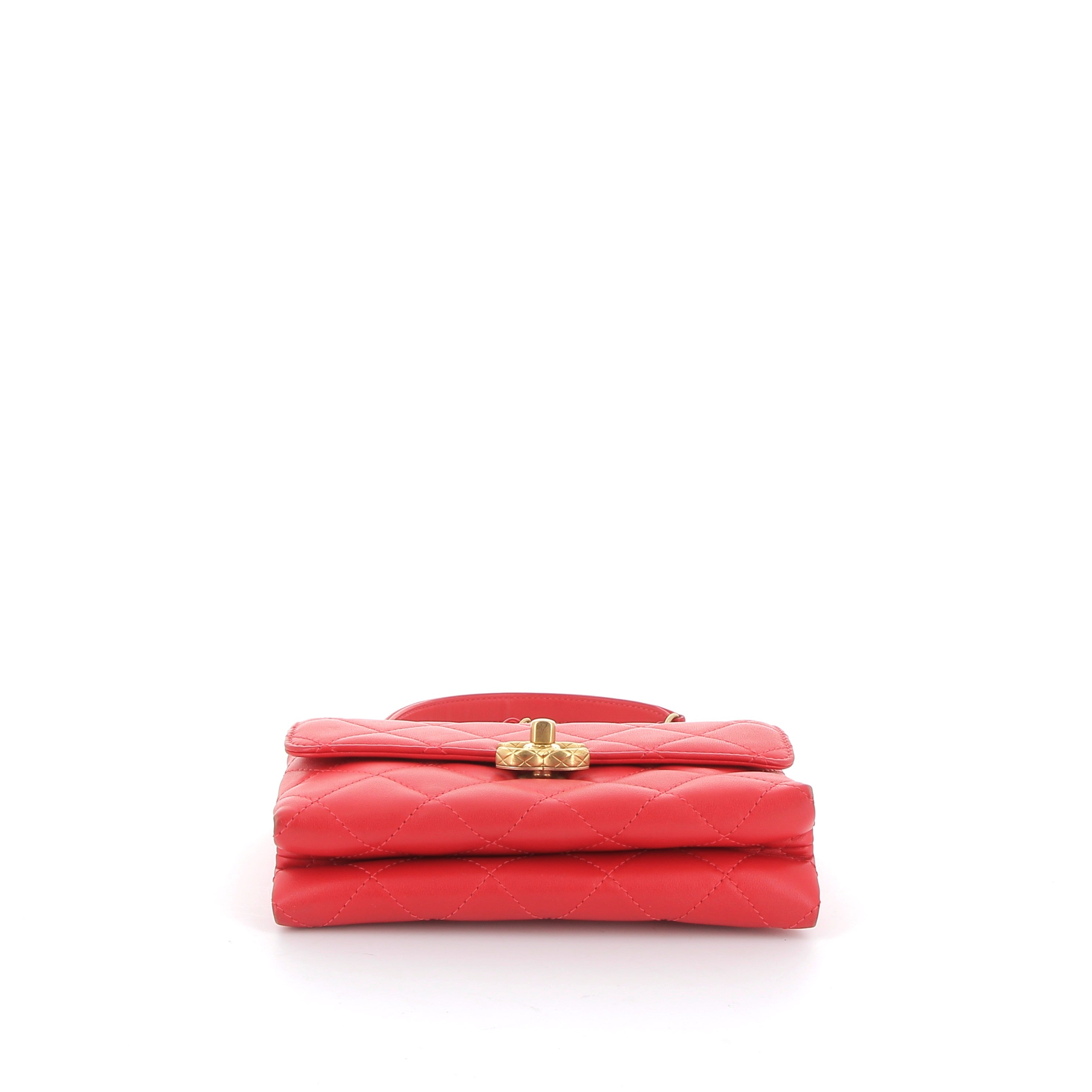 CHANEL Mini Sac Cuir Rouge Matelassé