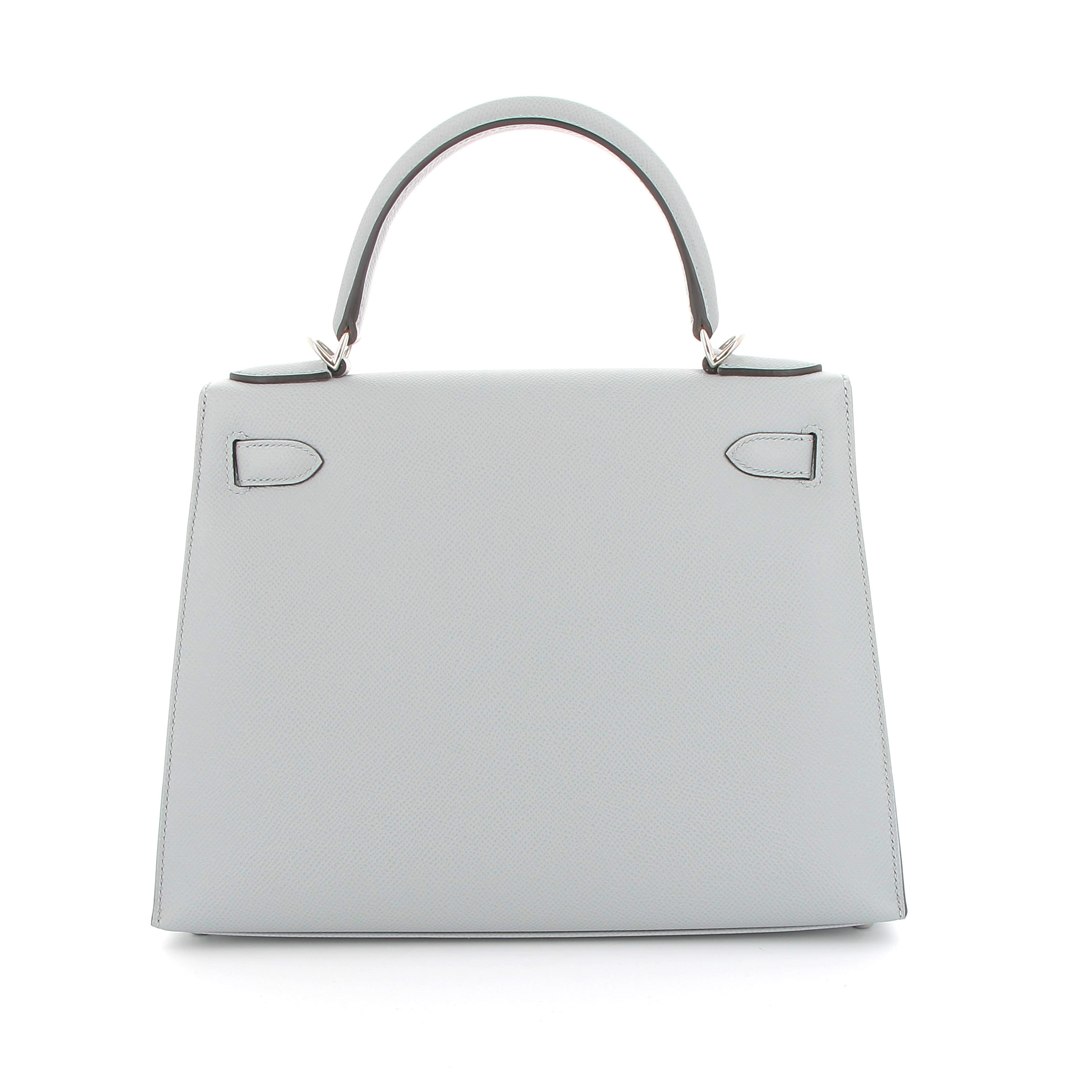 HERMÈS Kelly 28 Bleu Glacier Epsom Finition Palladié