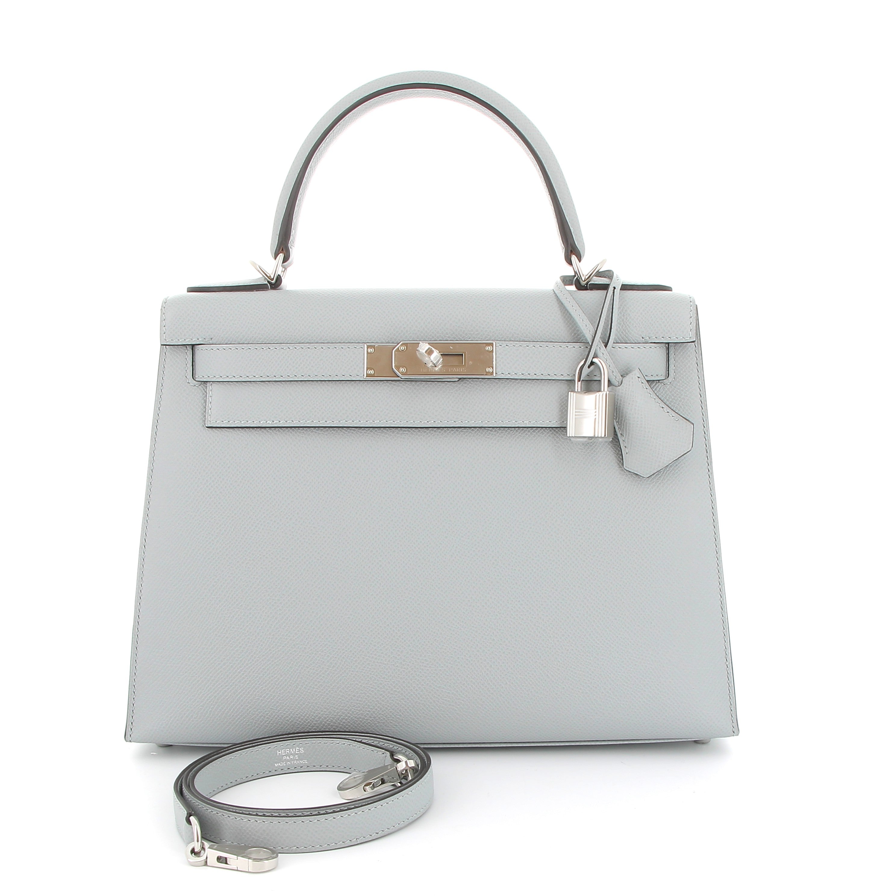 HERMÈS Kelly 28 Bleu Glacier Epsom Finition Palladié